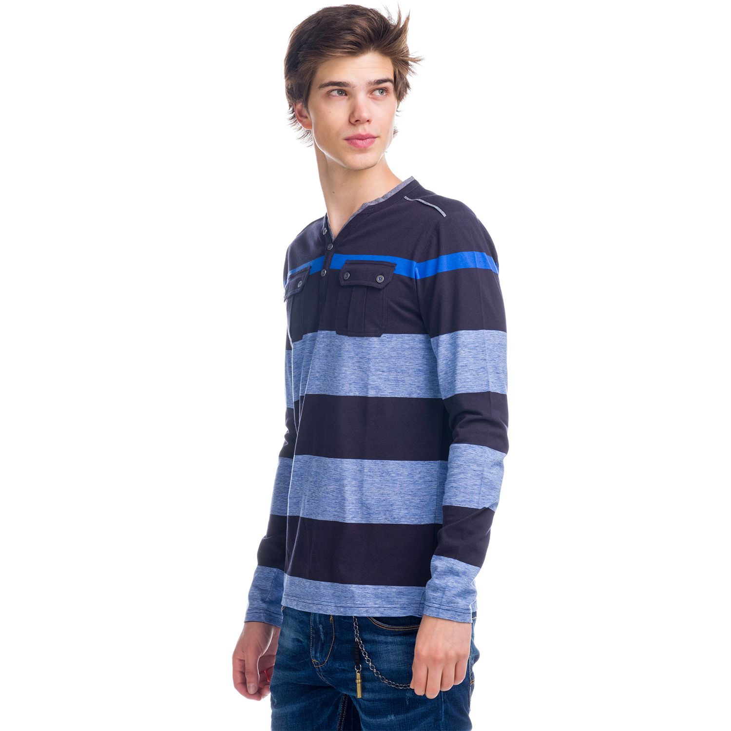 Camiseta rayas combinadas y bolsillos 1