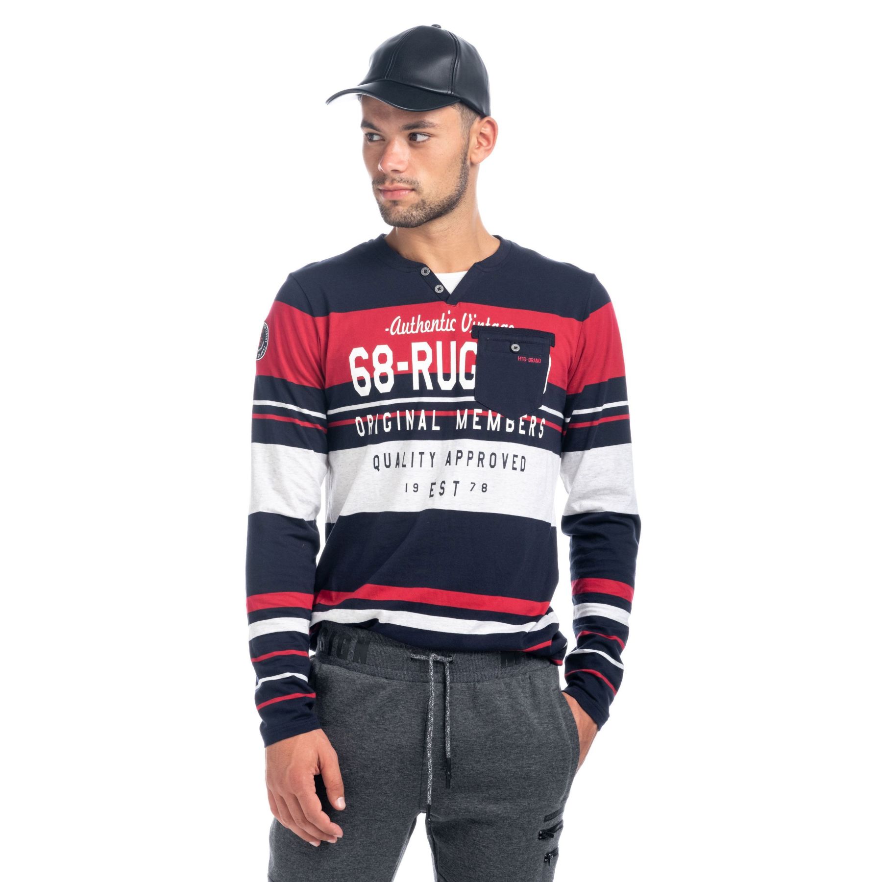 Camiseta de rayas con bolsillo 1