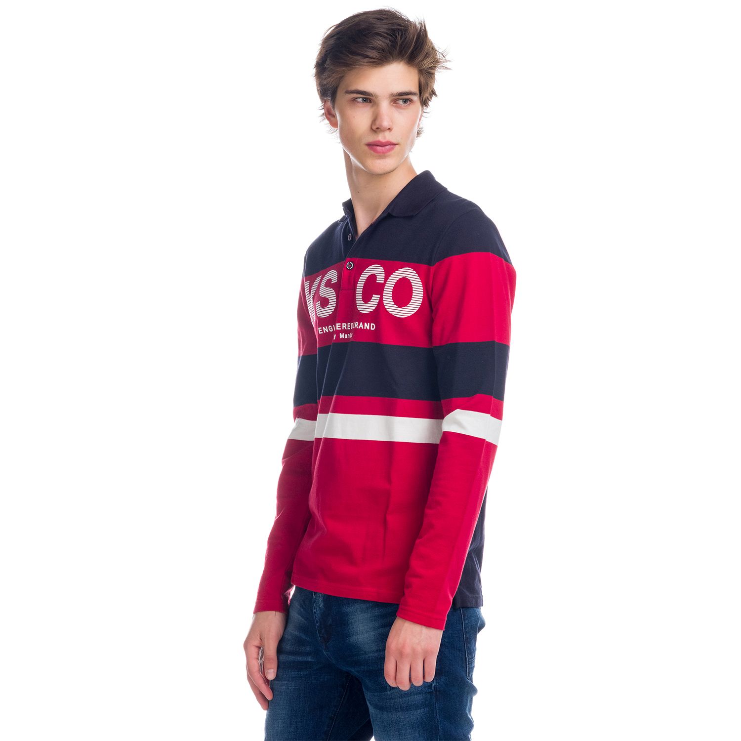 Polo rayas y letras manga larga 1