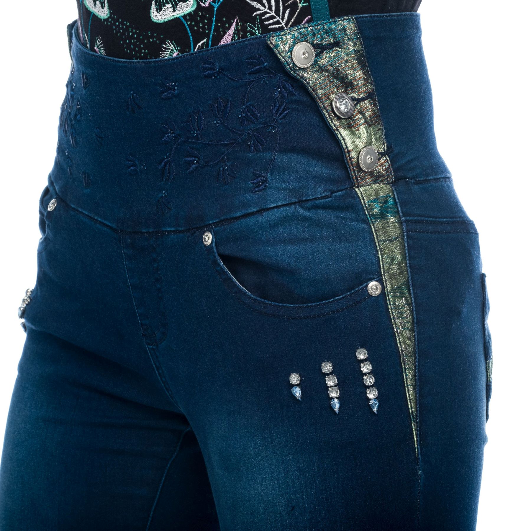 Pantalón denim tiro alto fajin fantasia 4