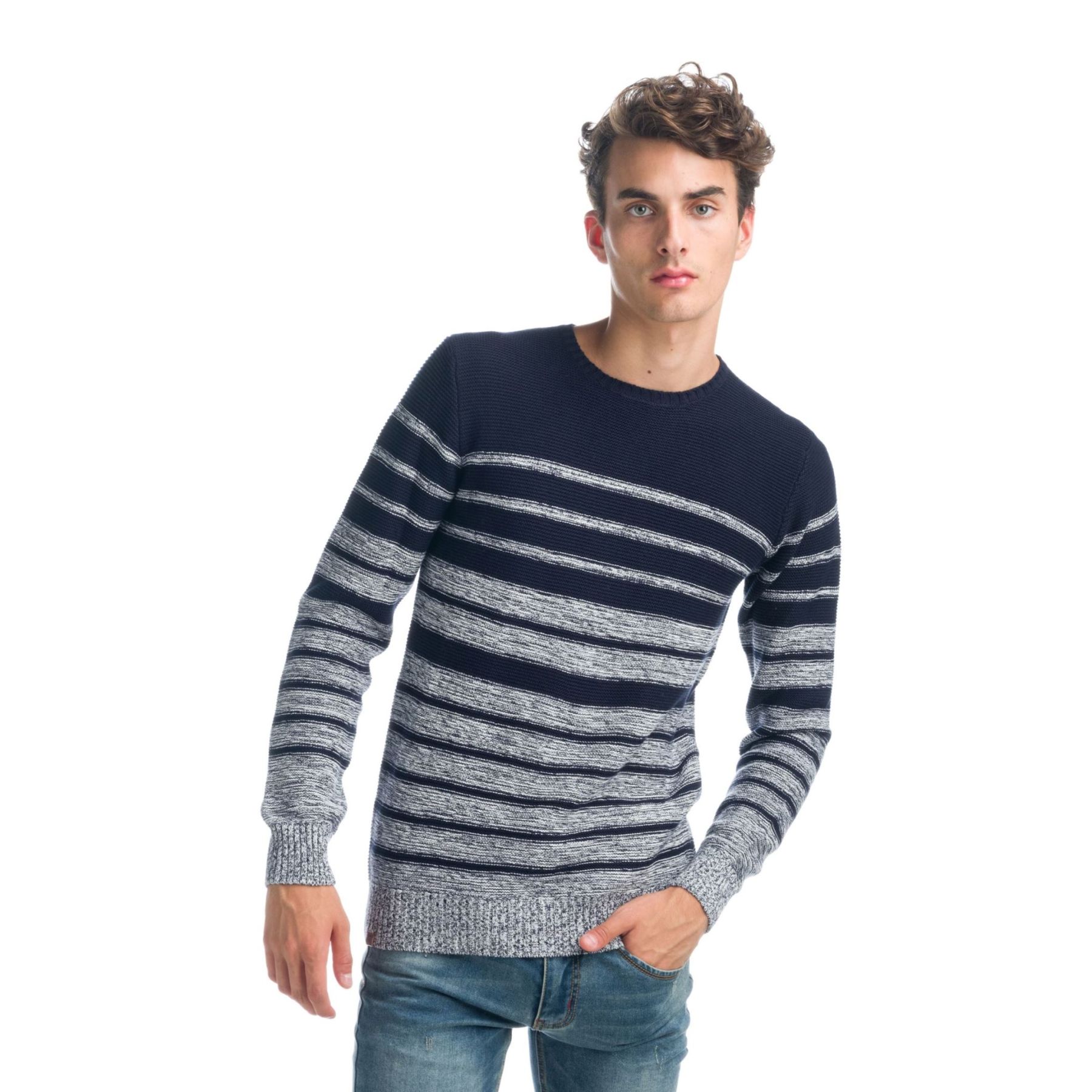 Jersey rayas de cuello redondo