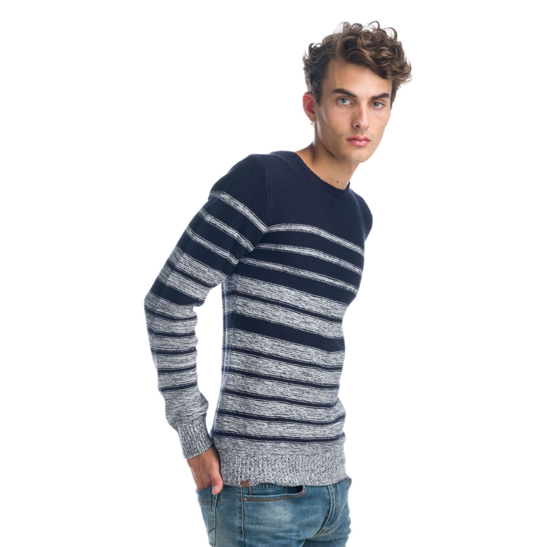 Jersey rayas de cuello redondo 1