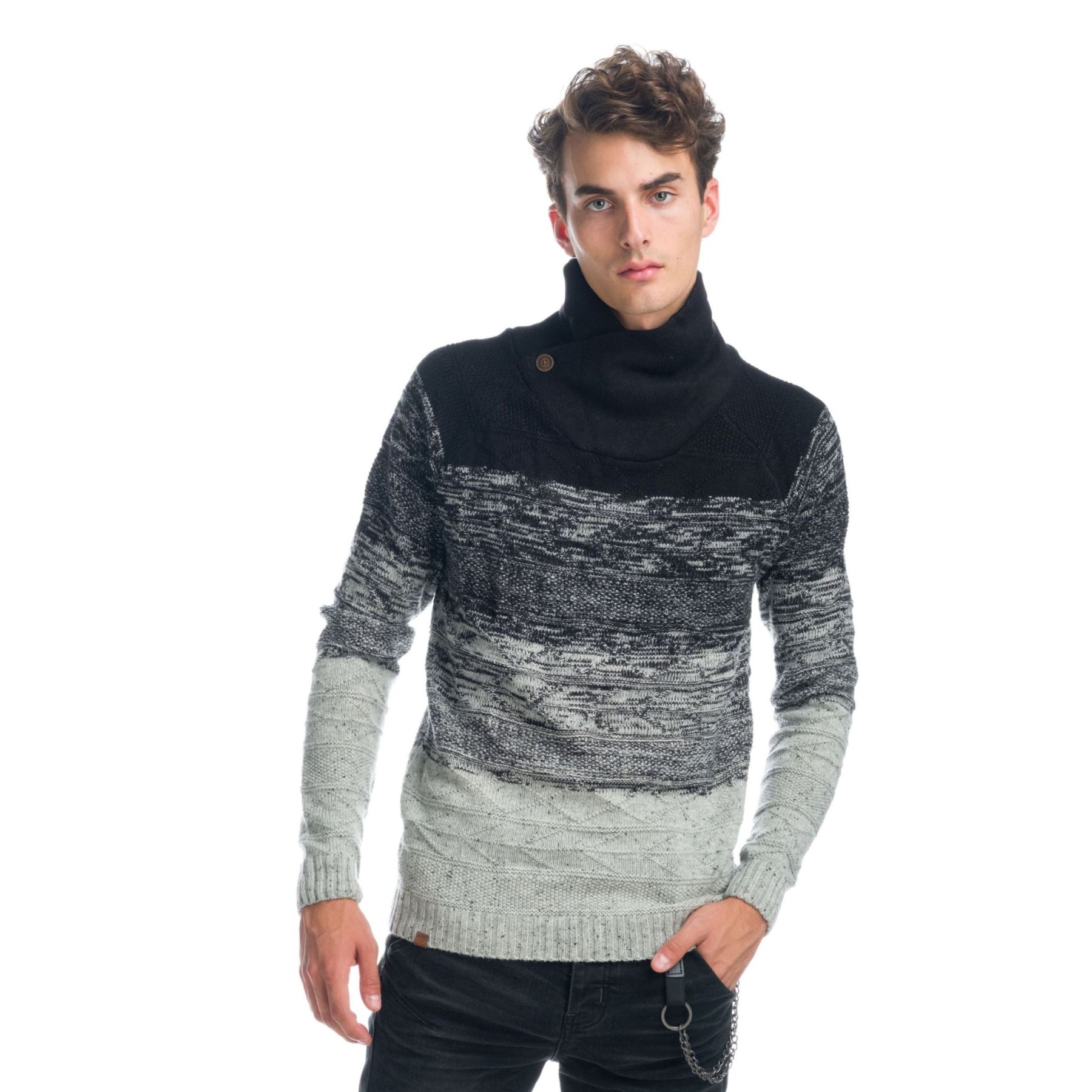 Jersey cuello alto cruzado