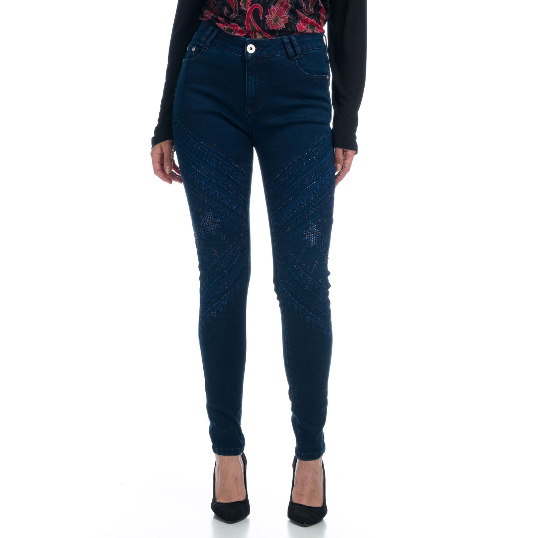 Pantalon largo bordados geometricos