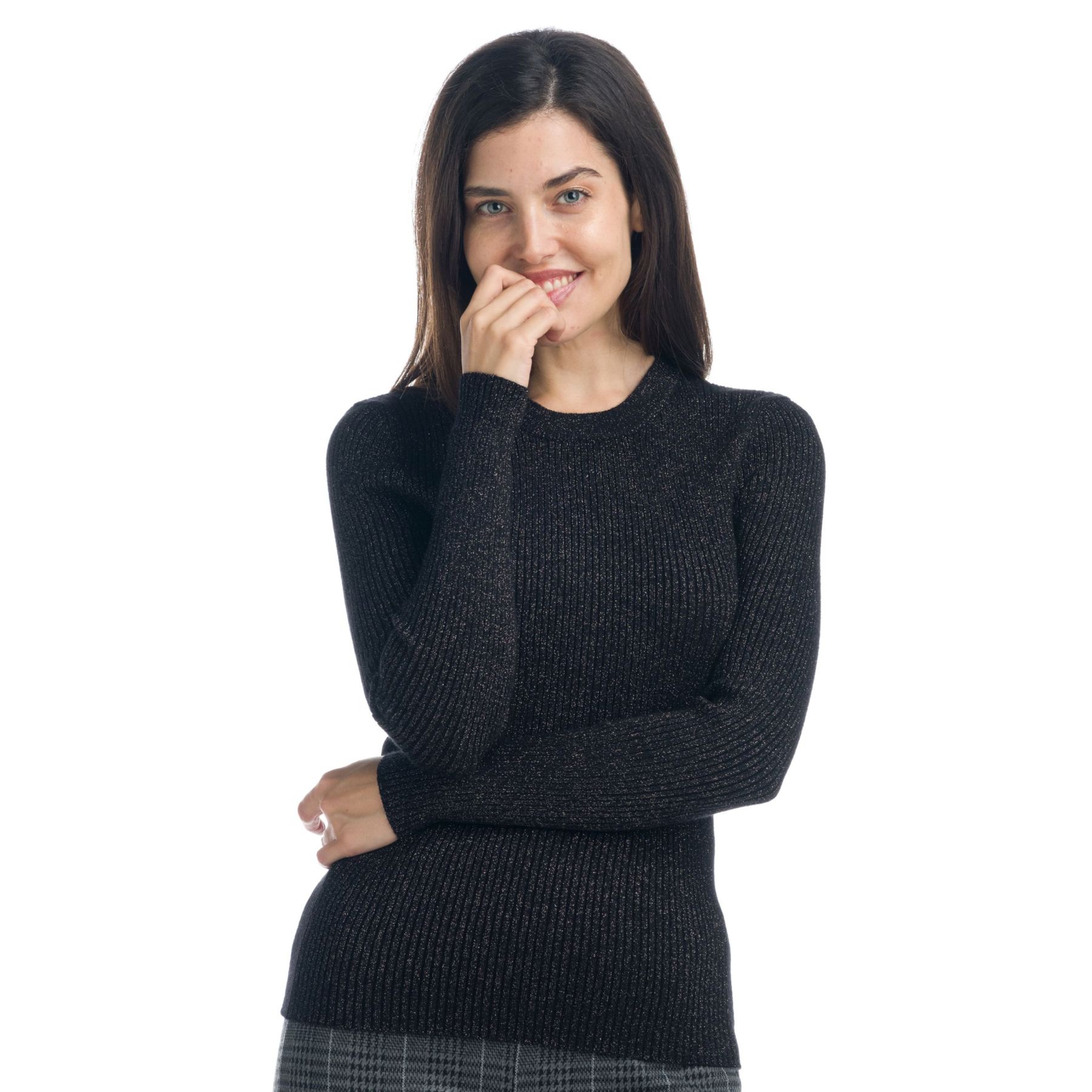 Jersey de punto con lurex dorado