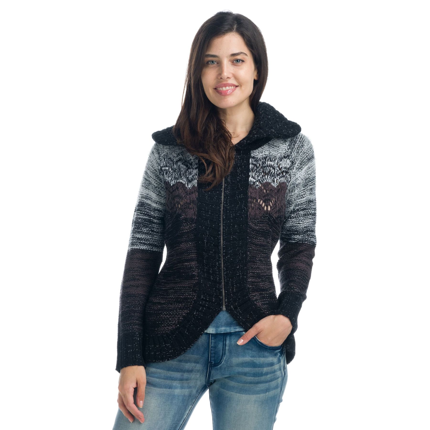 Chaqueta de punto grueso de efecto pelo