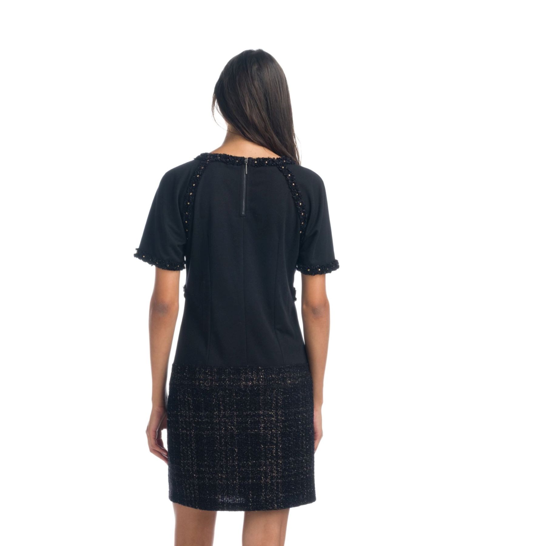 Vestido de punto y tweed 2