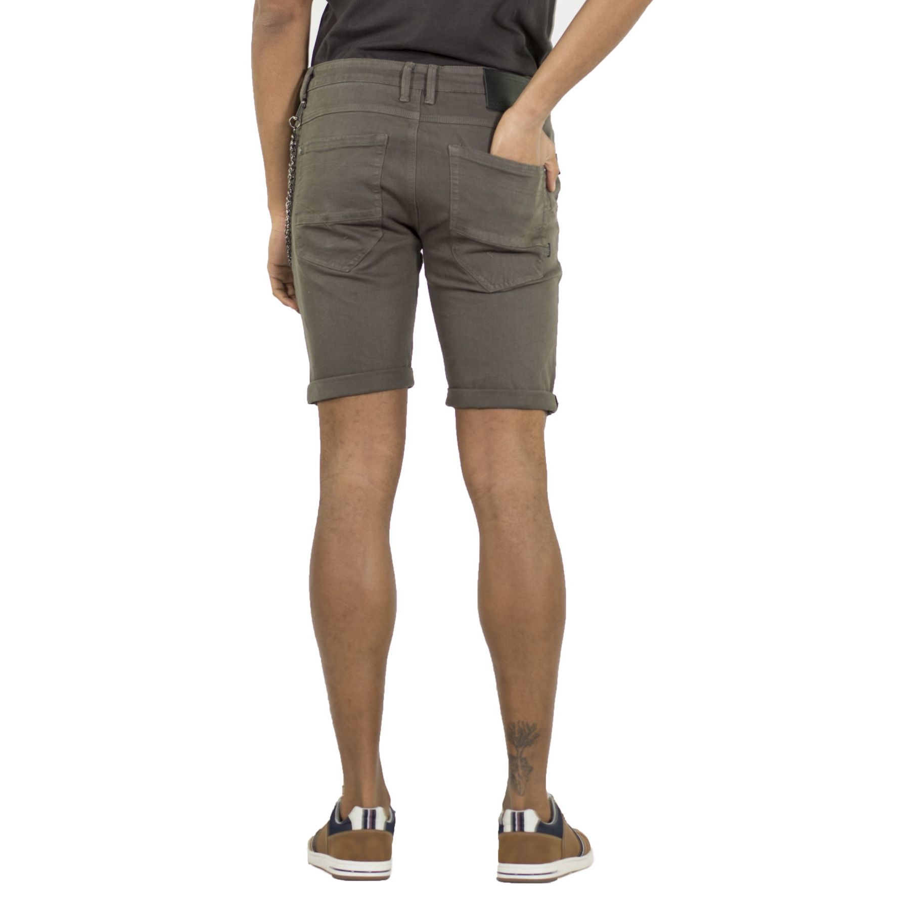 Bermuda pantalón algodón twill de color elástico 2