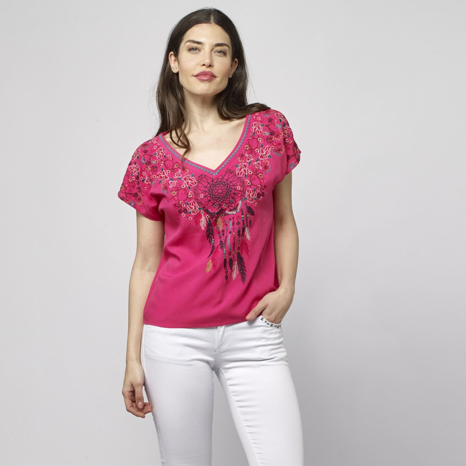 Contrast embroidered blouse 5