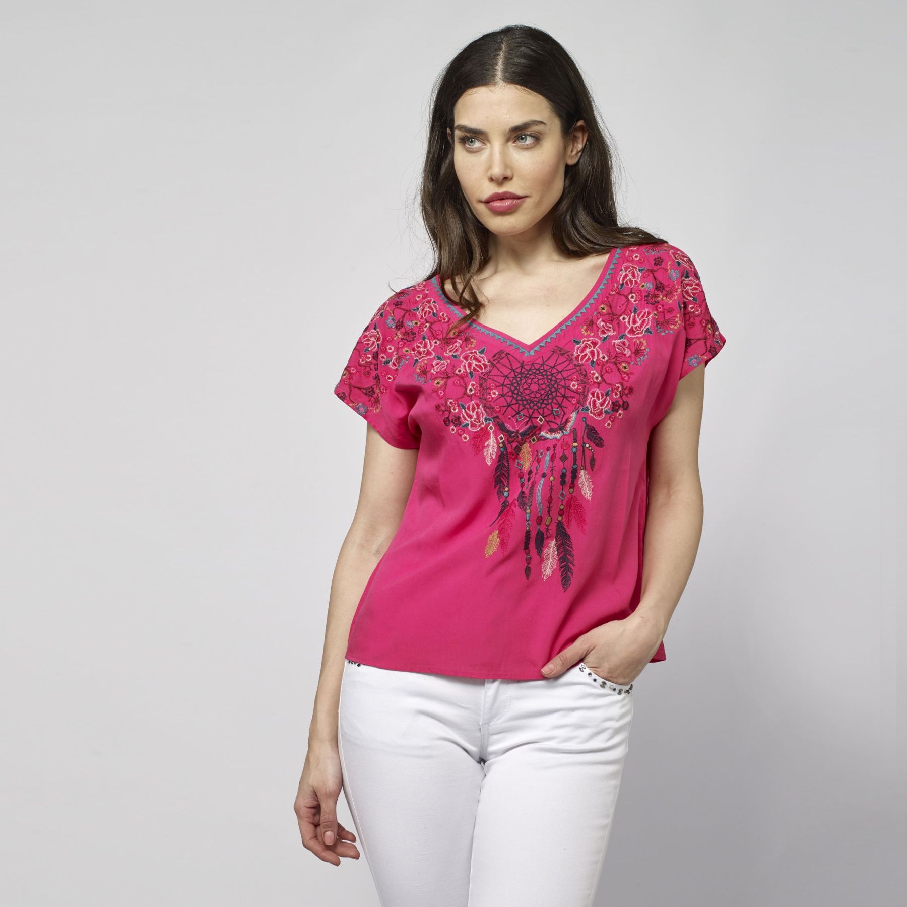 Contrast embroidered blouse 6