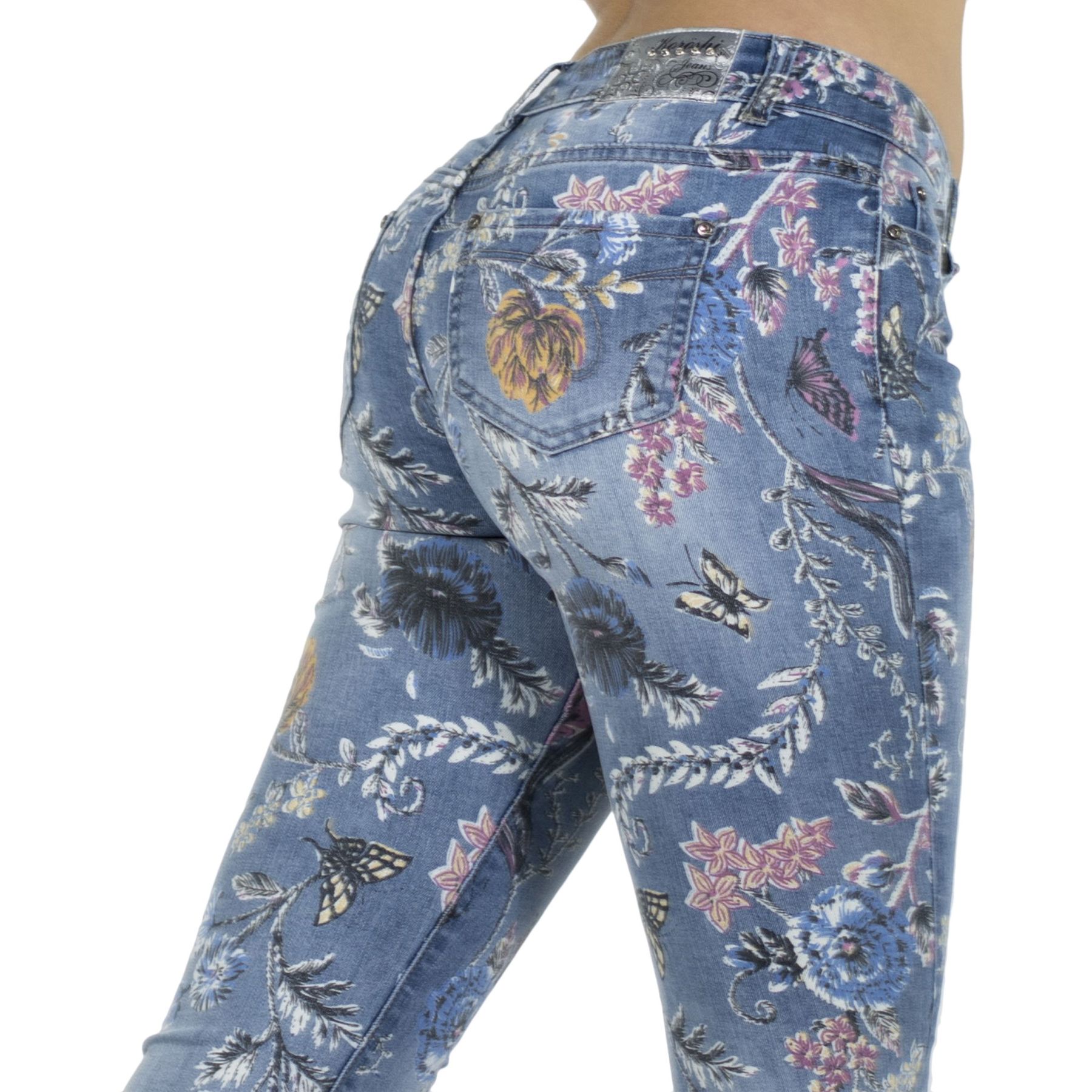 Pantalón largo mujer slim fit con estampado floral 3