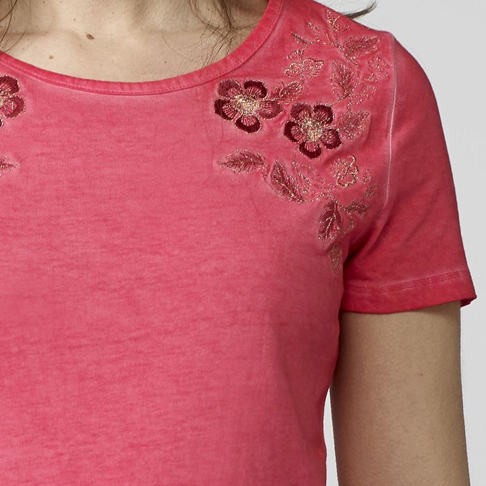 Embroidered top in Coral lurex for Woman 7