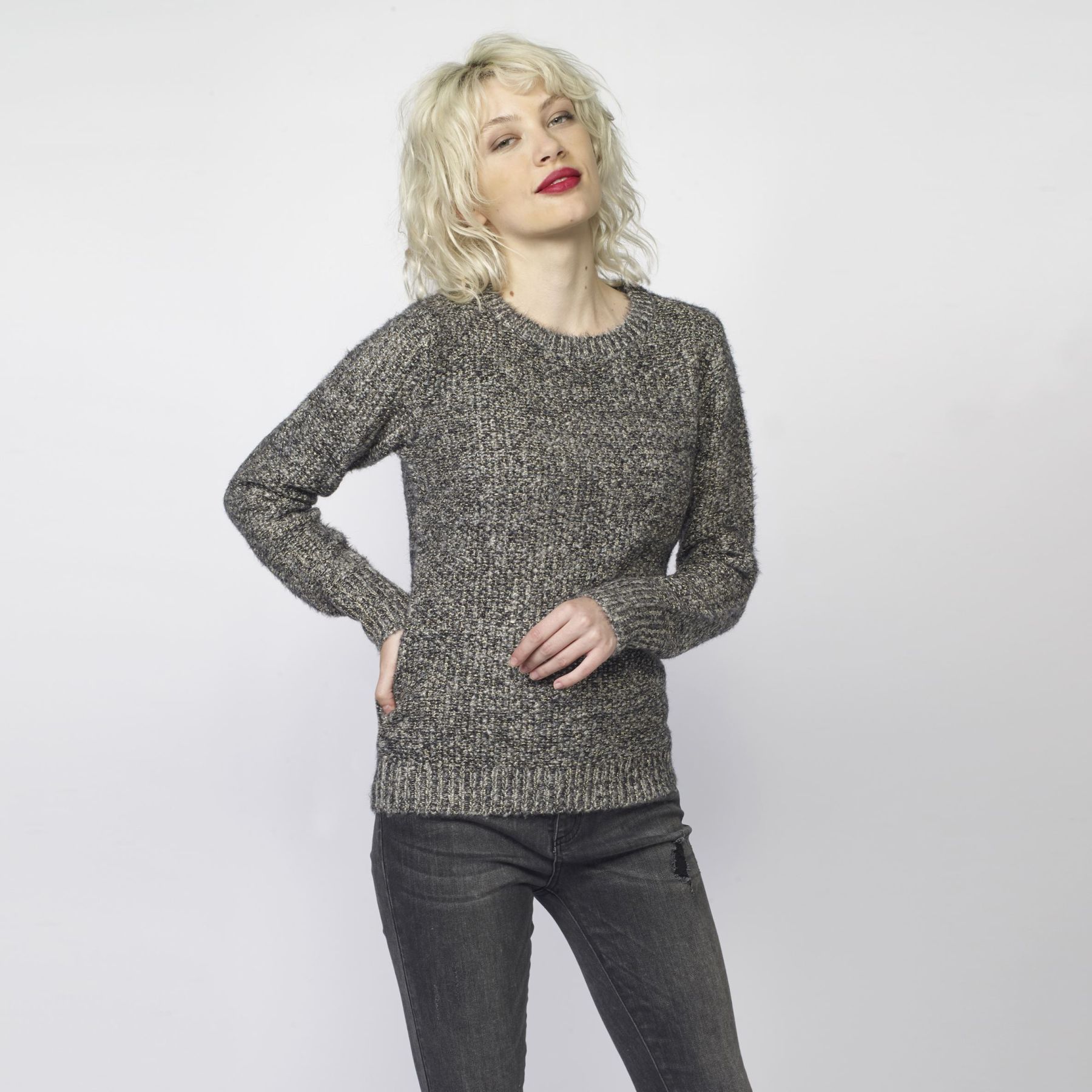 Jersey con detalles en lurex dorado 1