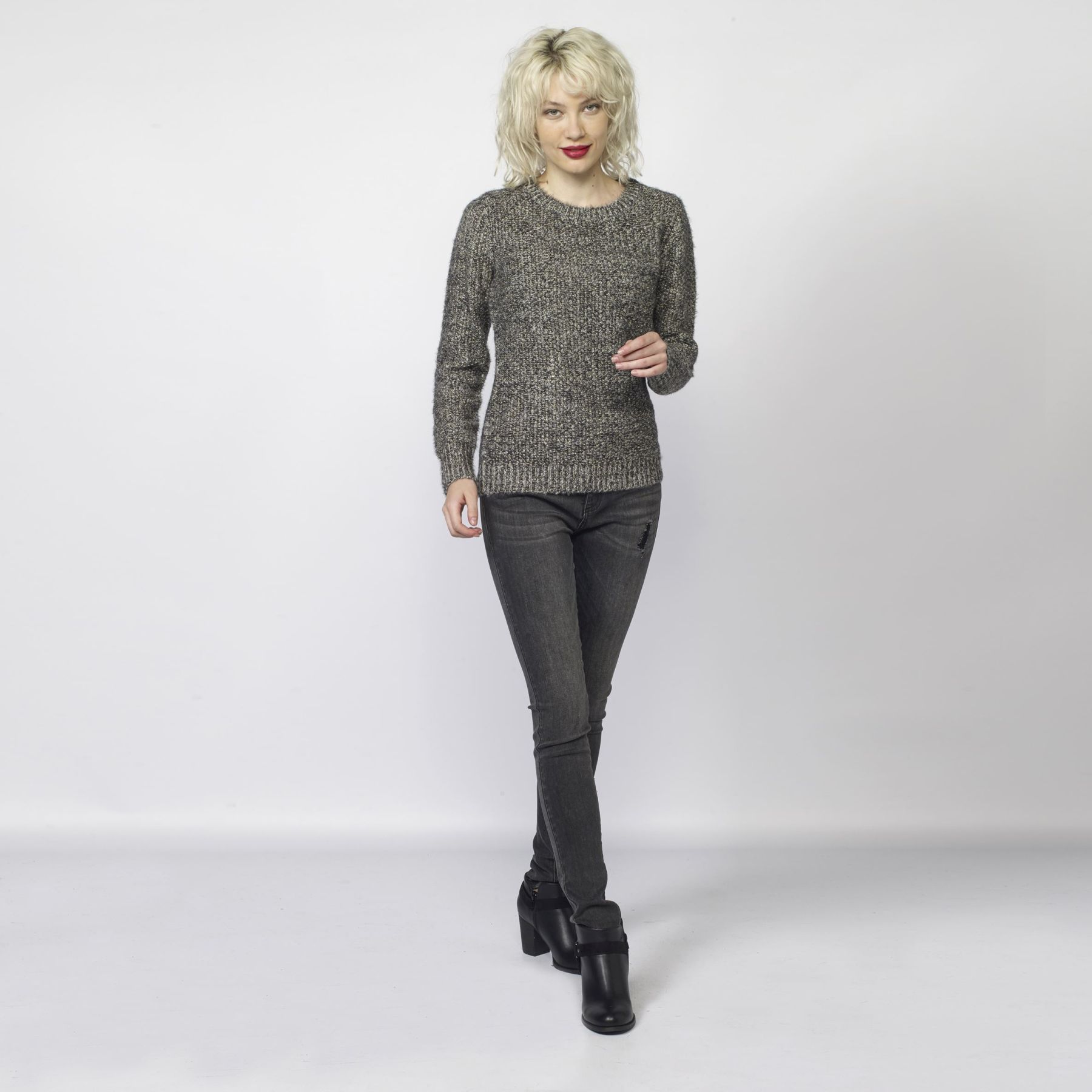 Jersey con detalles en lurex dorado