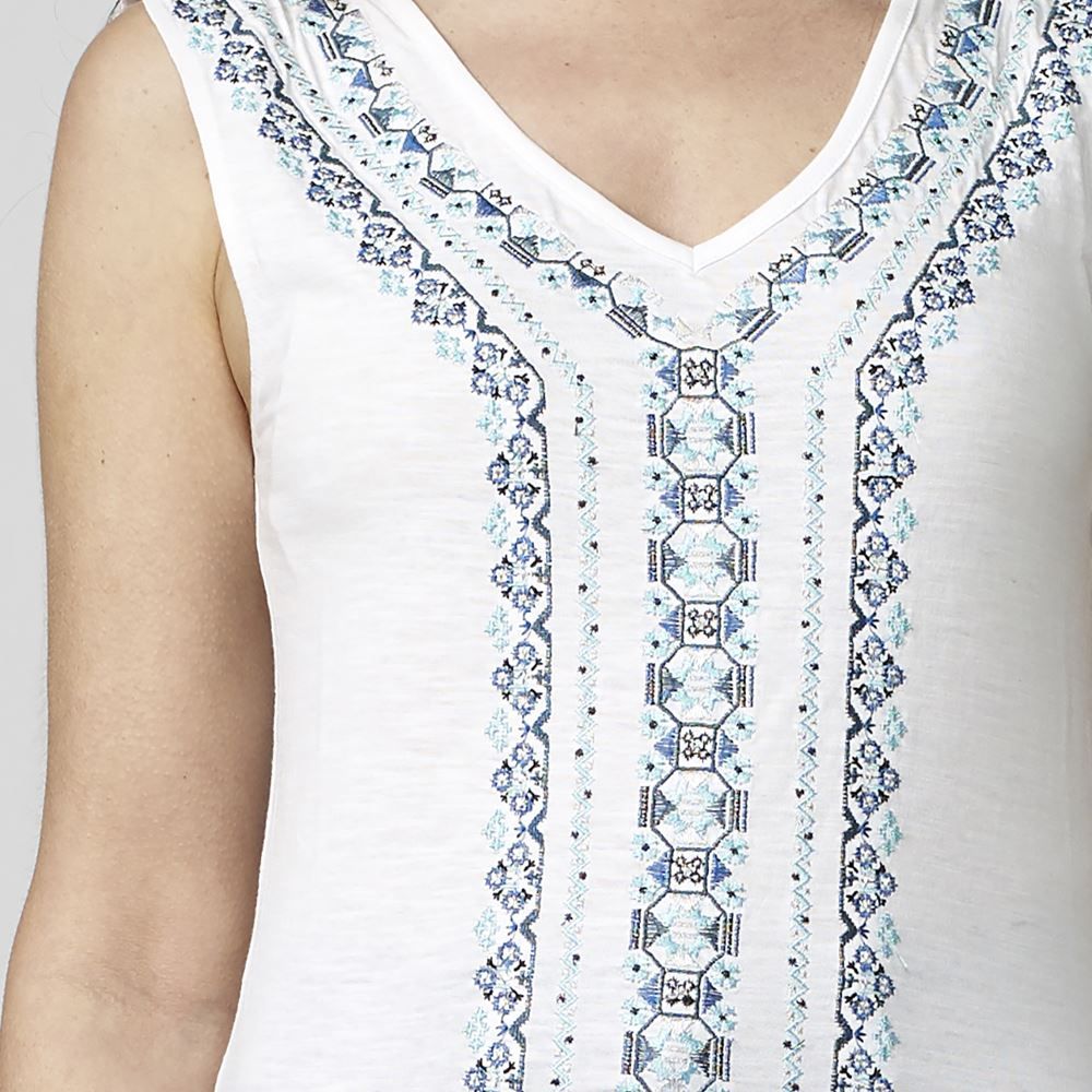 Top sin mangas estampado étnico color Blanco para Mujer 7