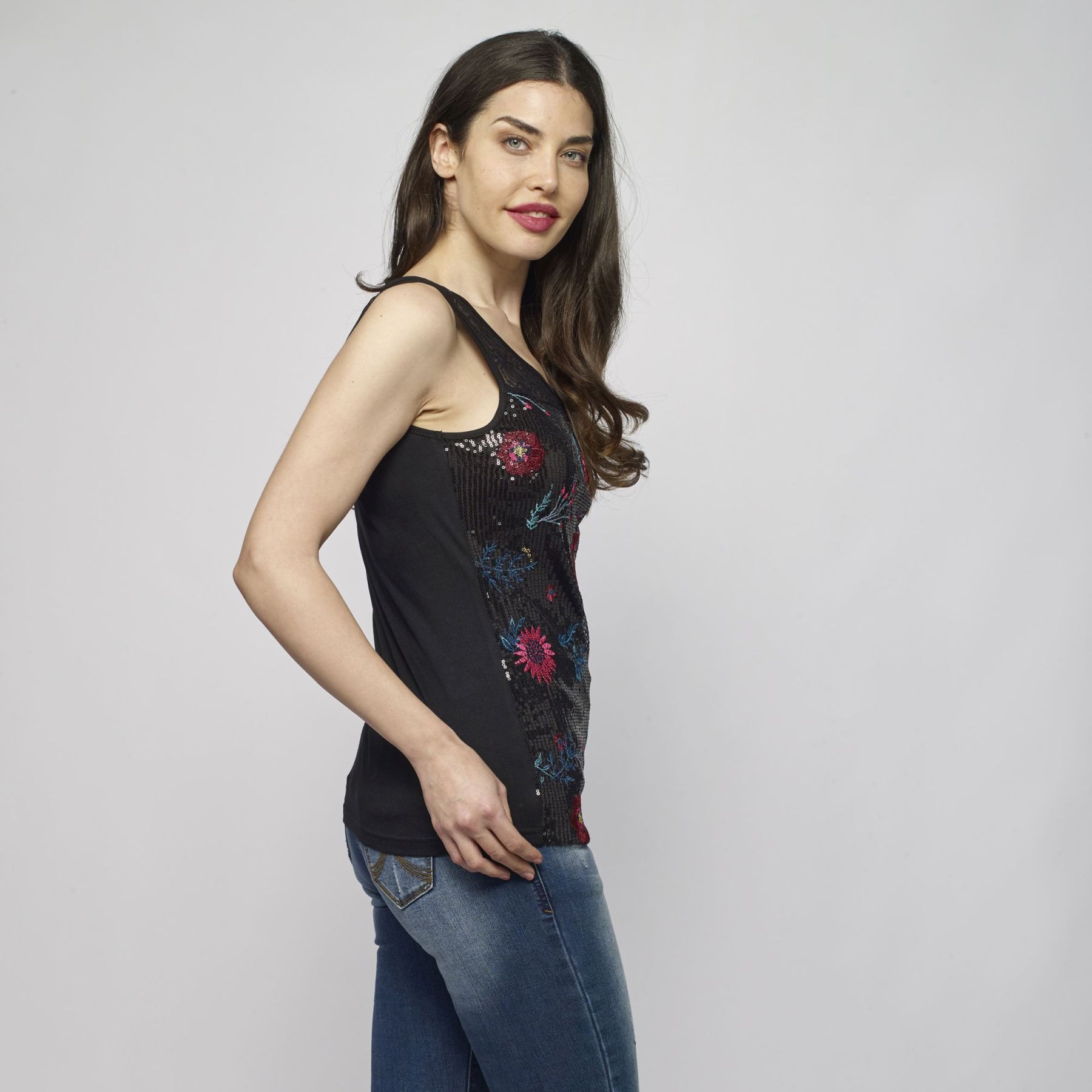 Top sense mànigues estampat floral color Negre per a Dona 5