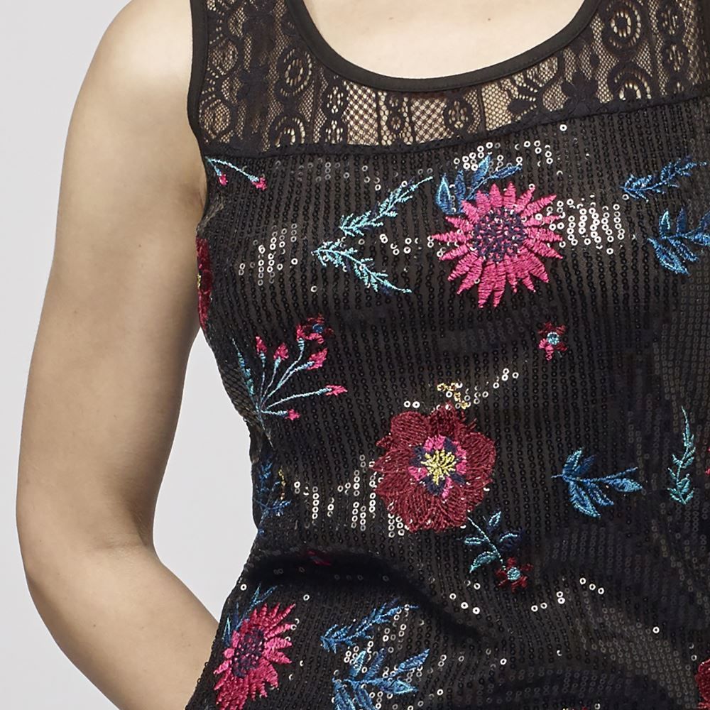 Black Floral Print Sleeveless Top for Women 7