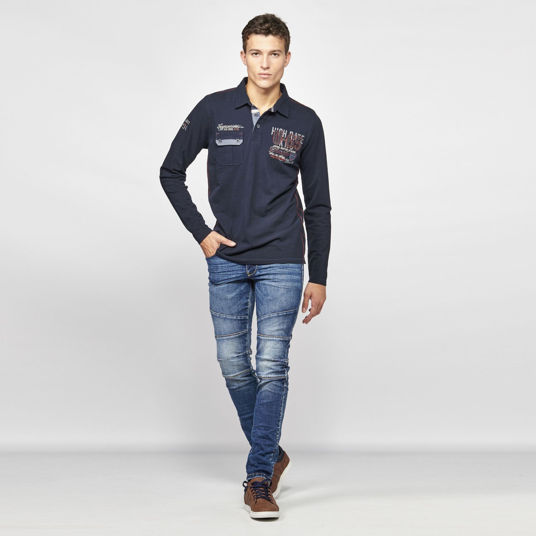 Polo manga larga piqué