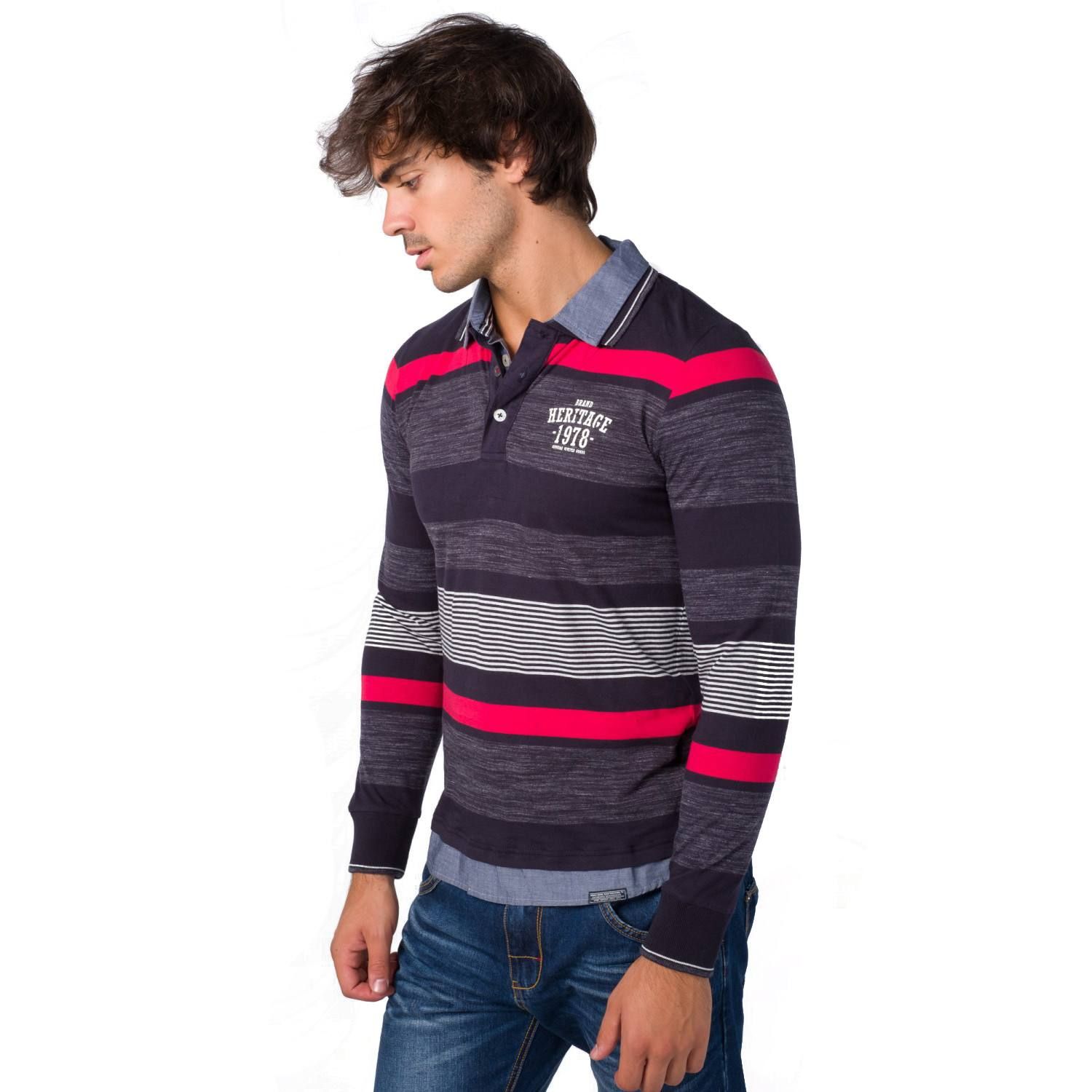 Polo rayas doble cuello camisero m/l 2
