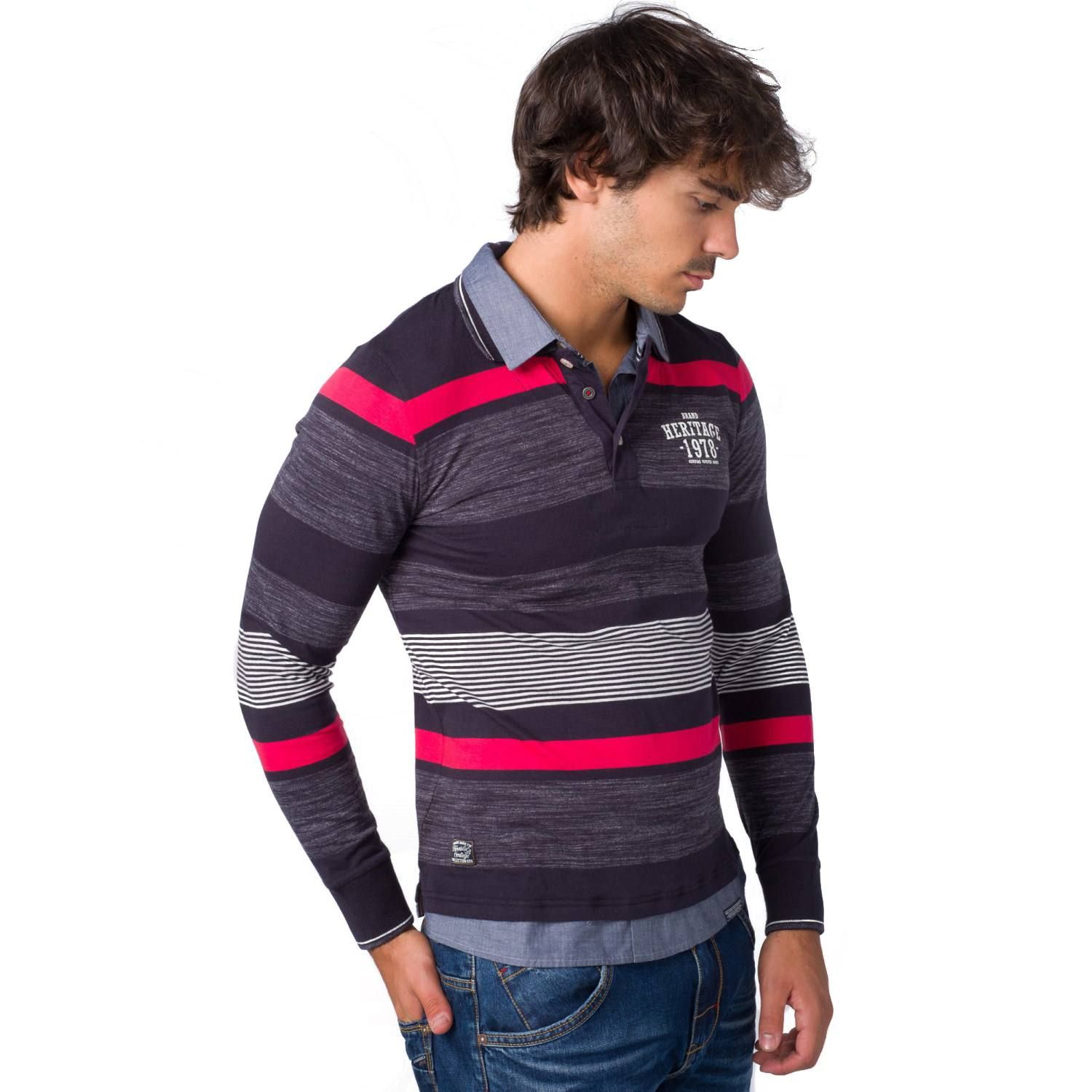 Polo rayas doble cuello camisero m/l 3