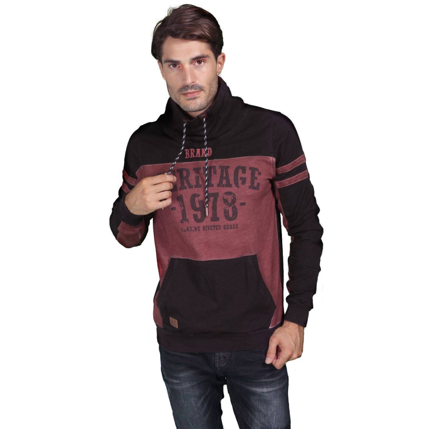 Sudadera combinada denim