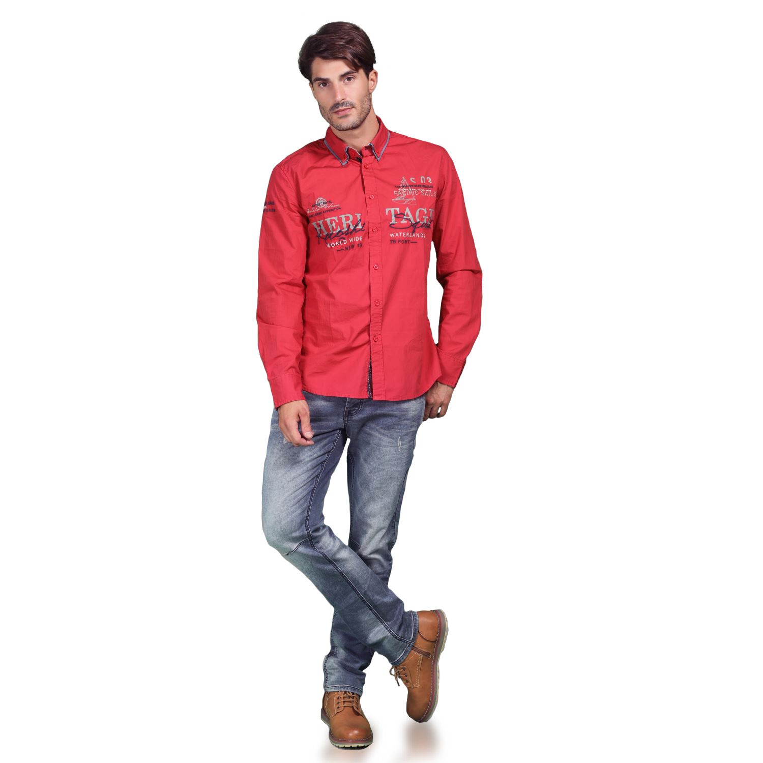 Nautical shirt with double poplin collar 4