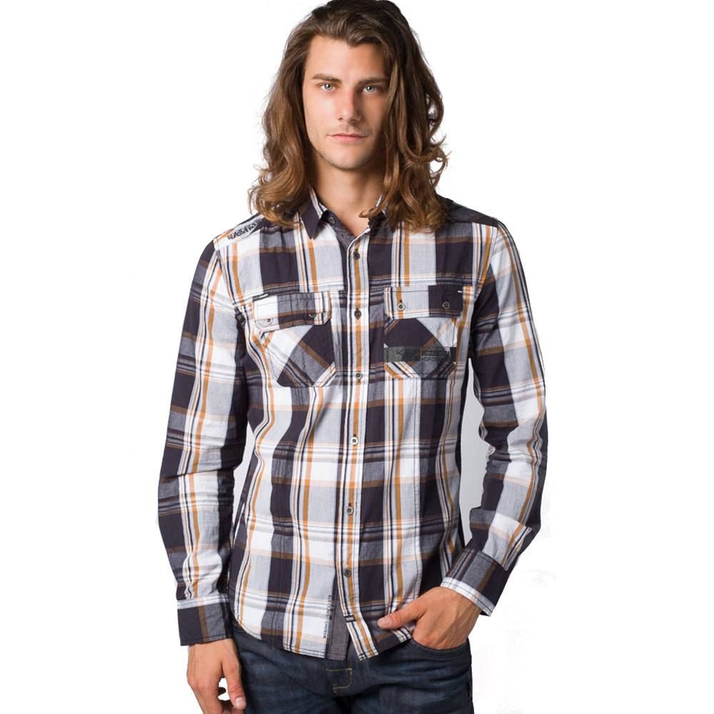 Camisa cuadros lavada letras engomadas