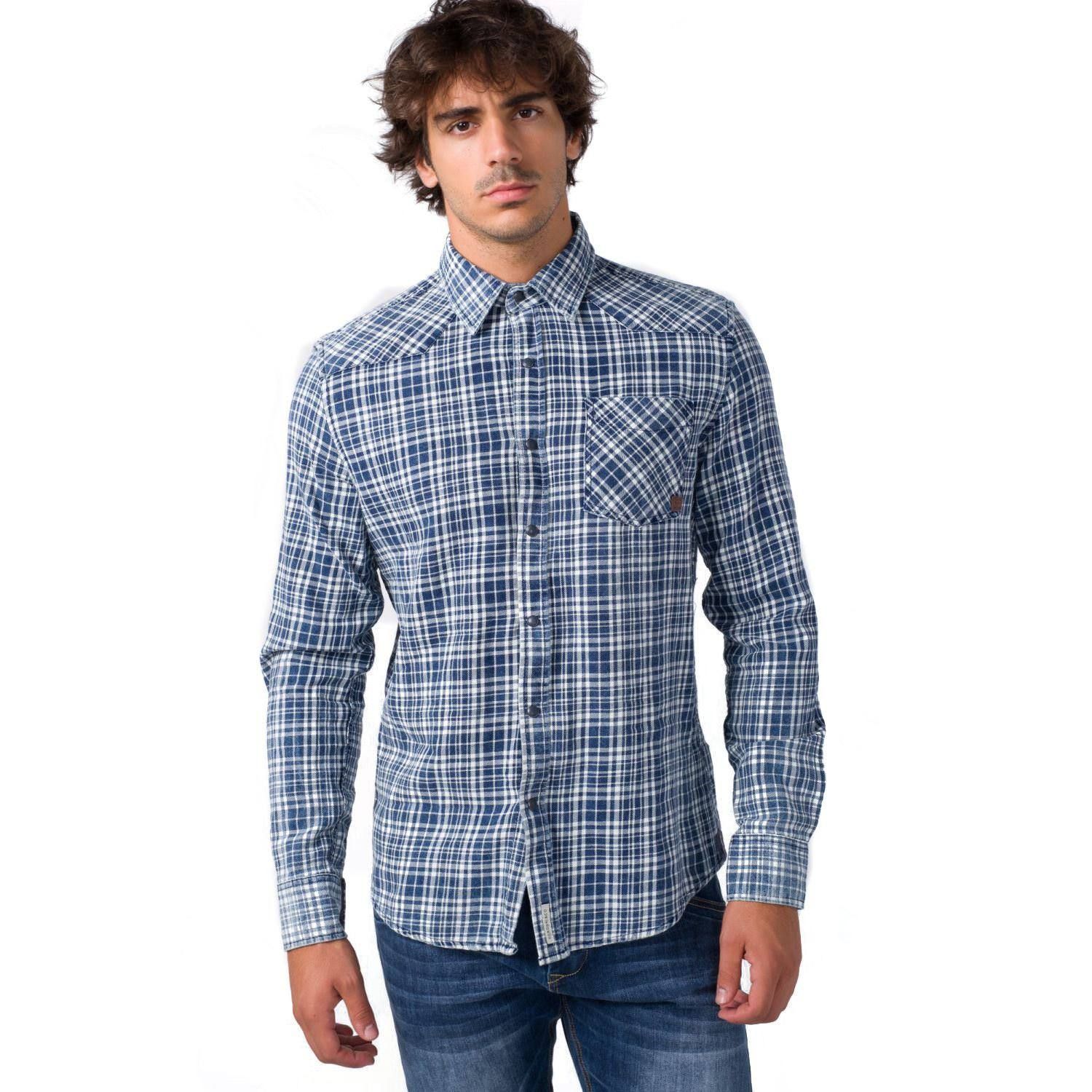 Camisa cuadros efecto desgastado