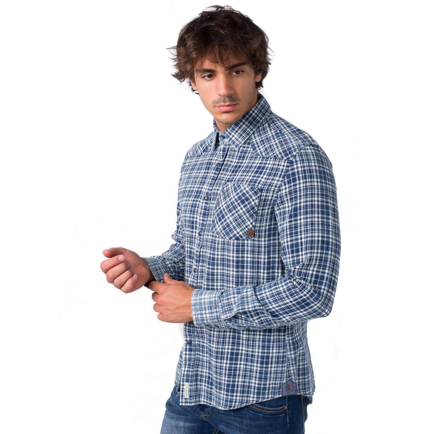 Camisa cuadros efecto desgastado 2