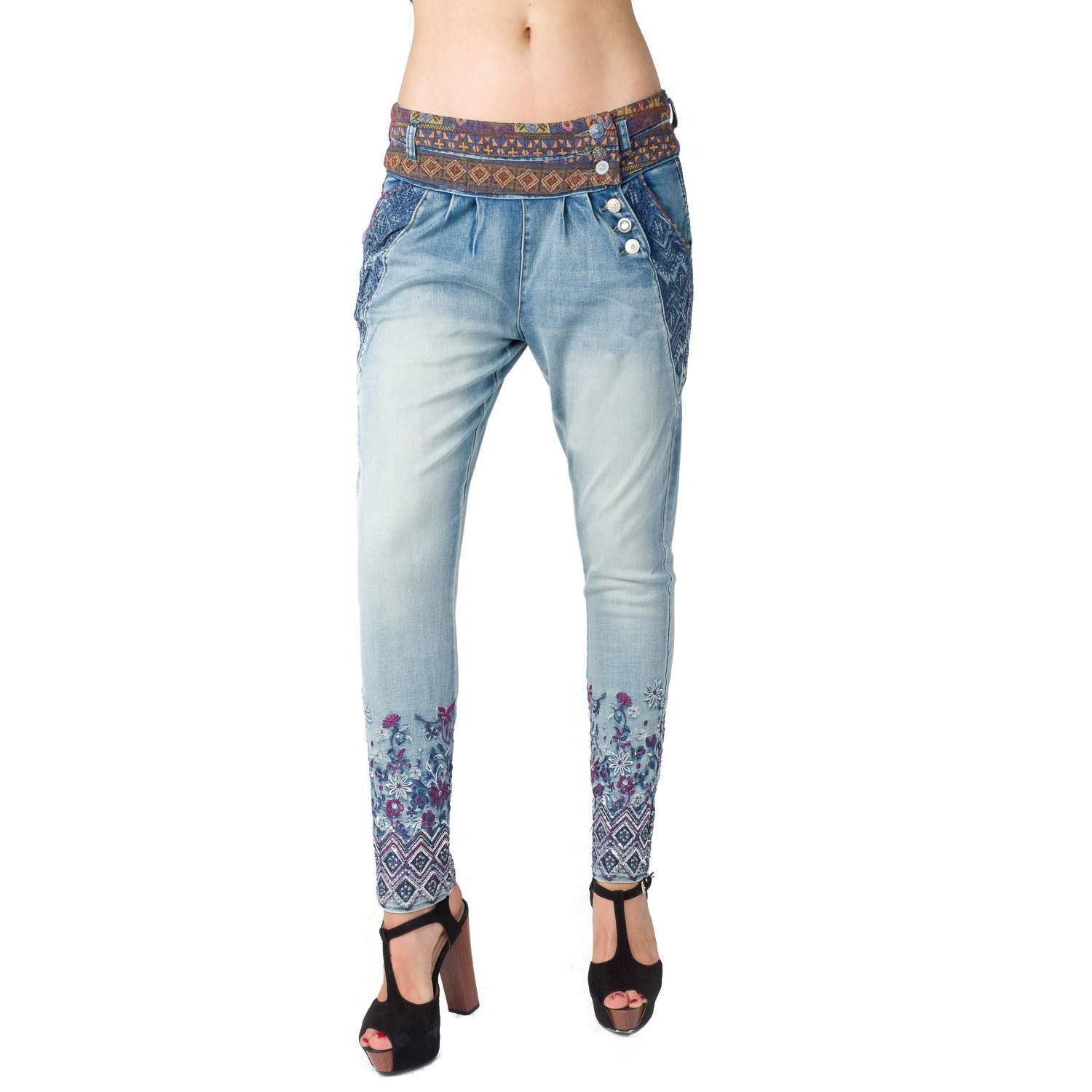 Pant denim semibaggy etnico