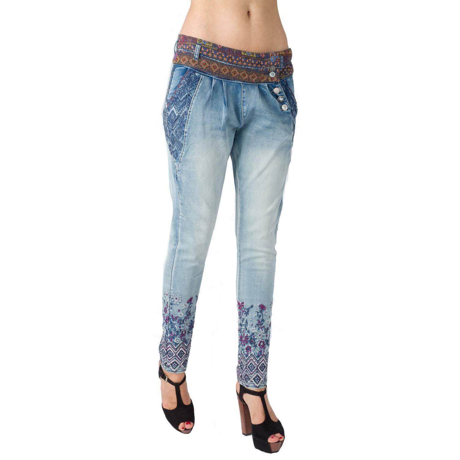 Pant denim semibaggy etnico 2