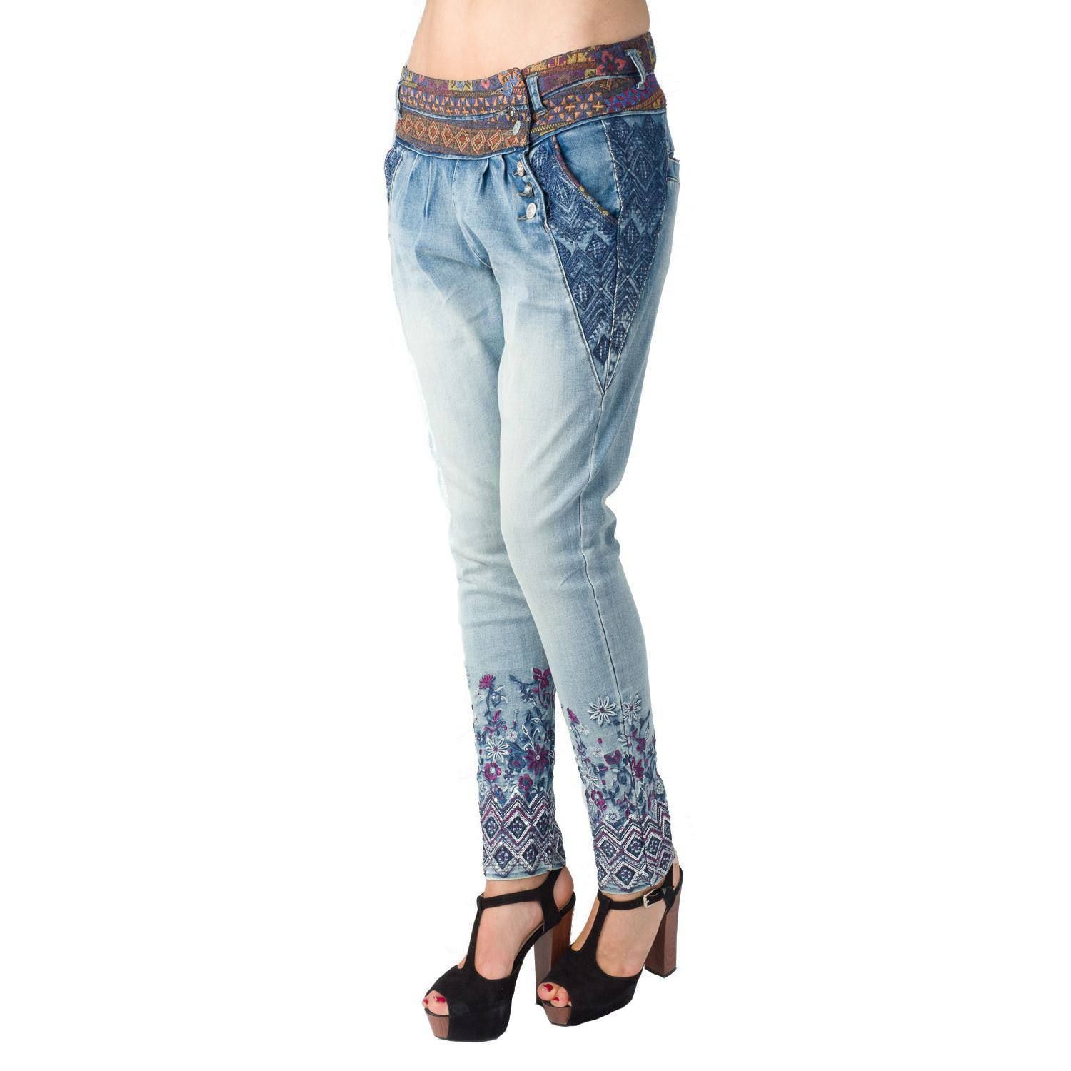 Pant denim semibaggy etnico 3