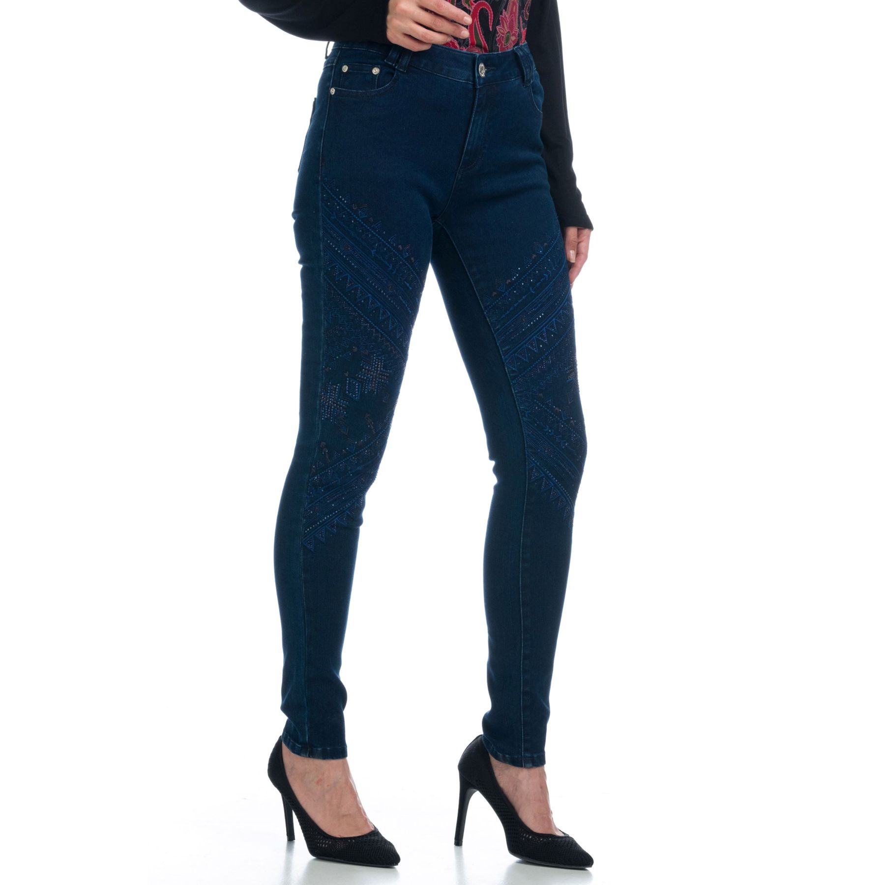 Pantalon largo bordados geometricos 1