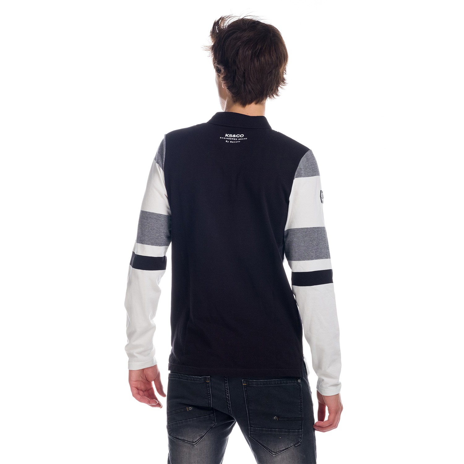 Polo rayas y letras manga larga 1