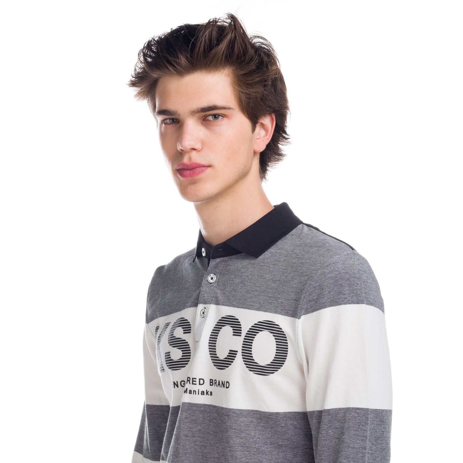 Polo rayas y letras manga larga 2