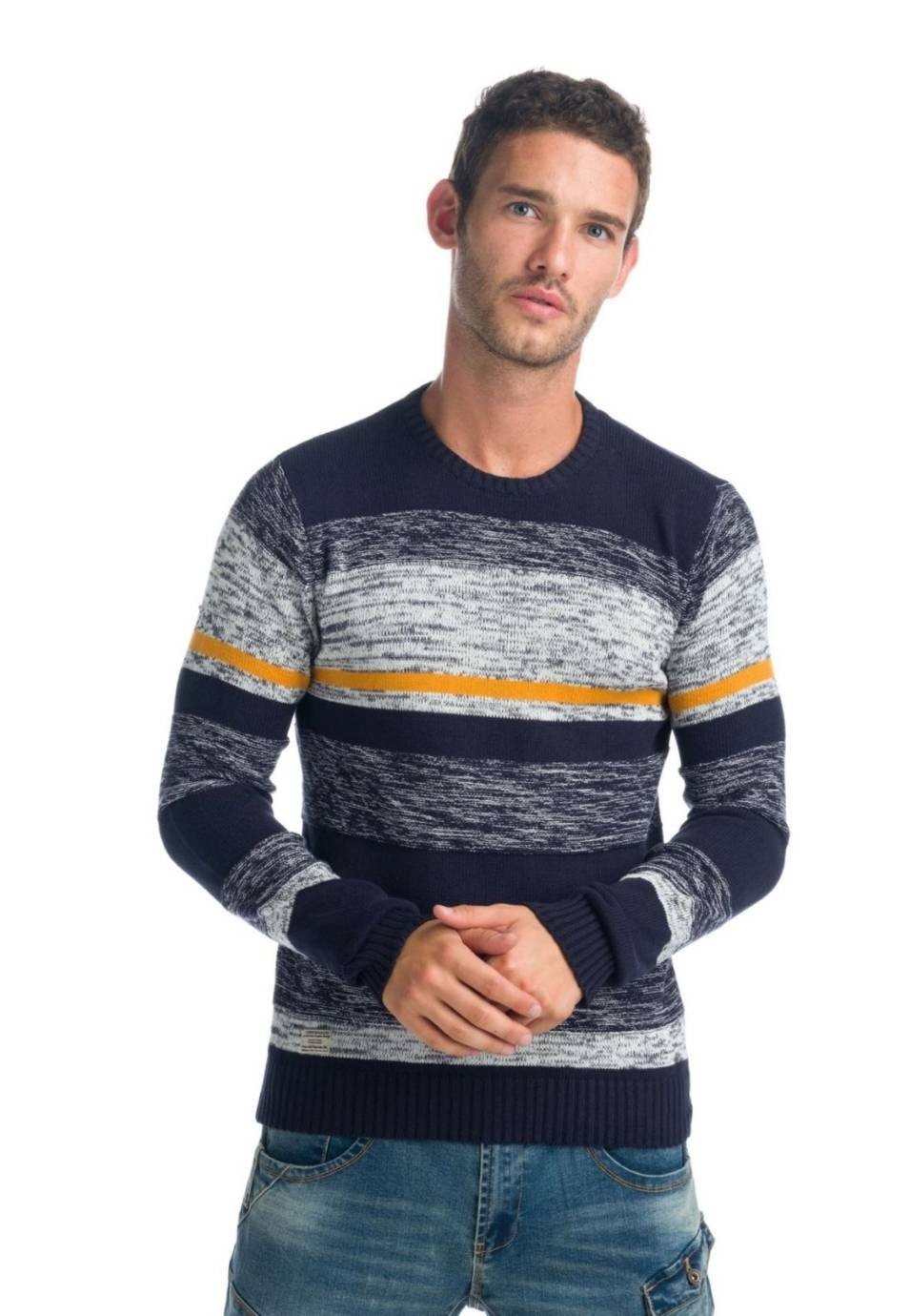 Jersey de rayas y efecto jaspeado