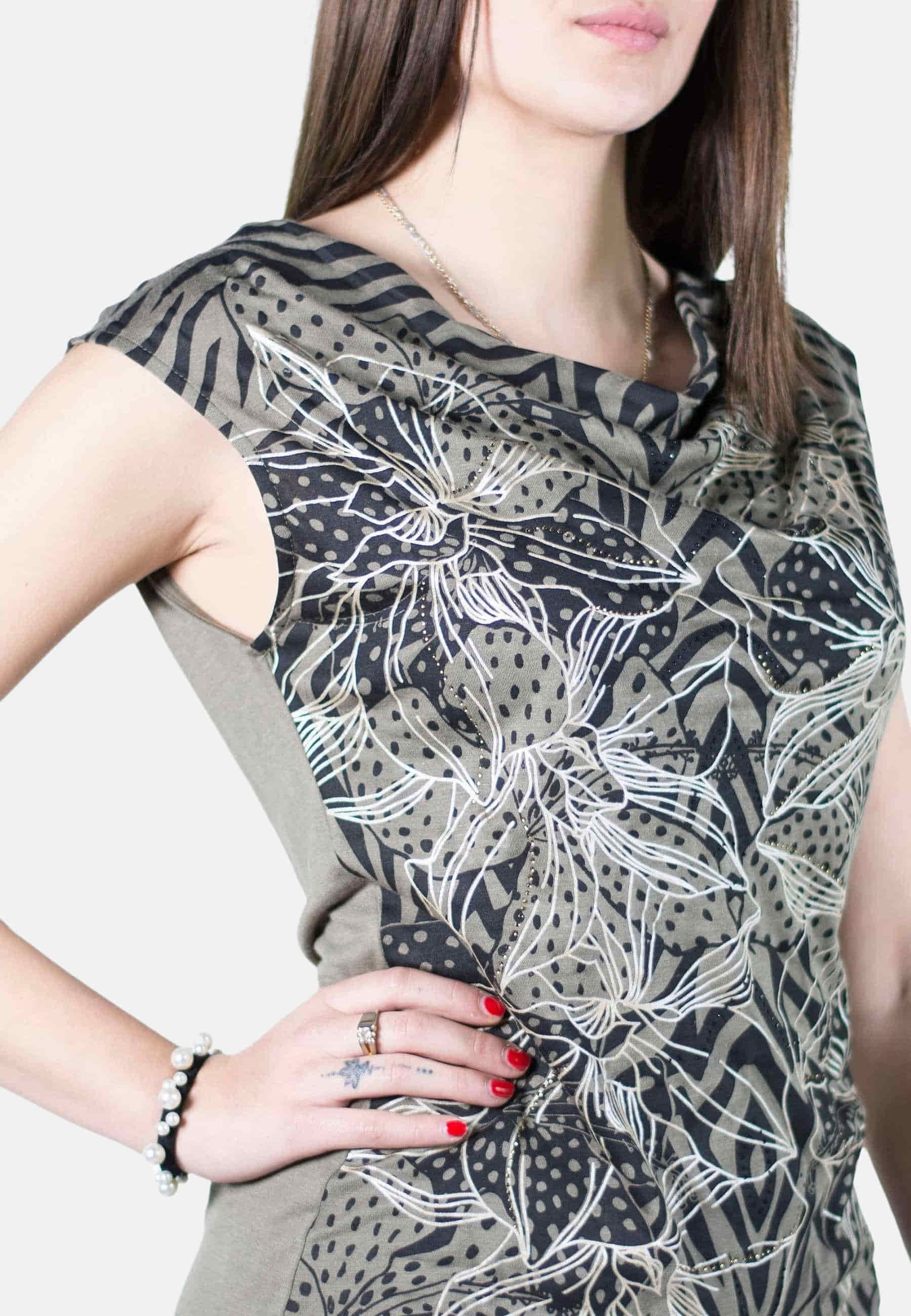 Top tirantes con aplicaciones de tipo cristal color Kaki para Mujer 3