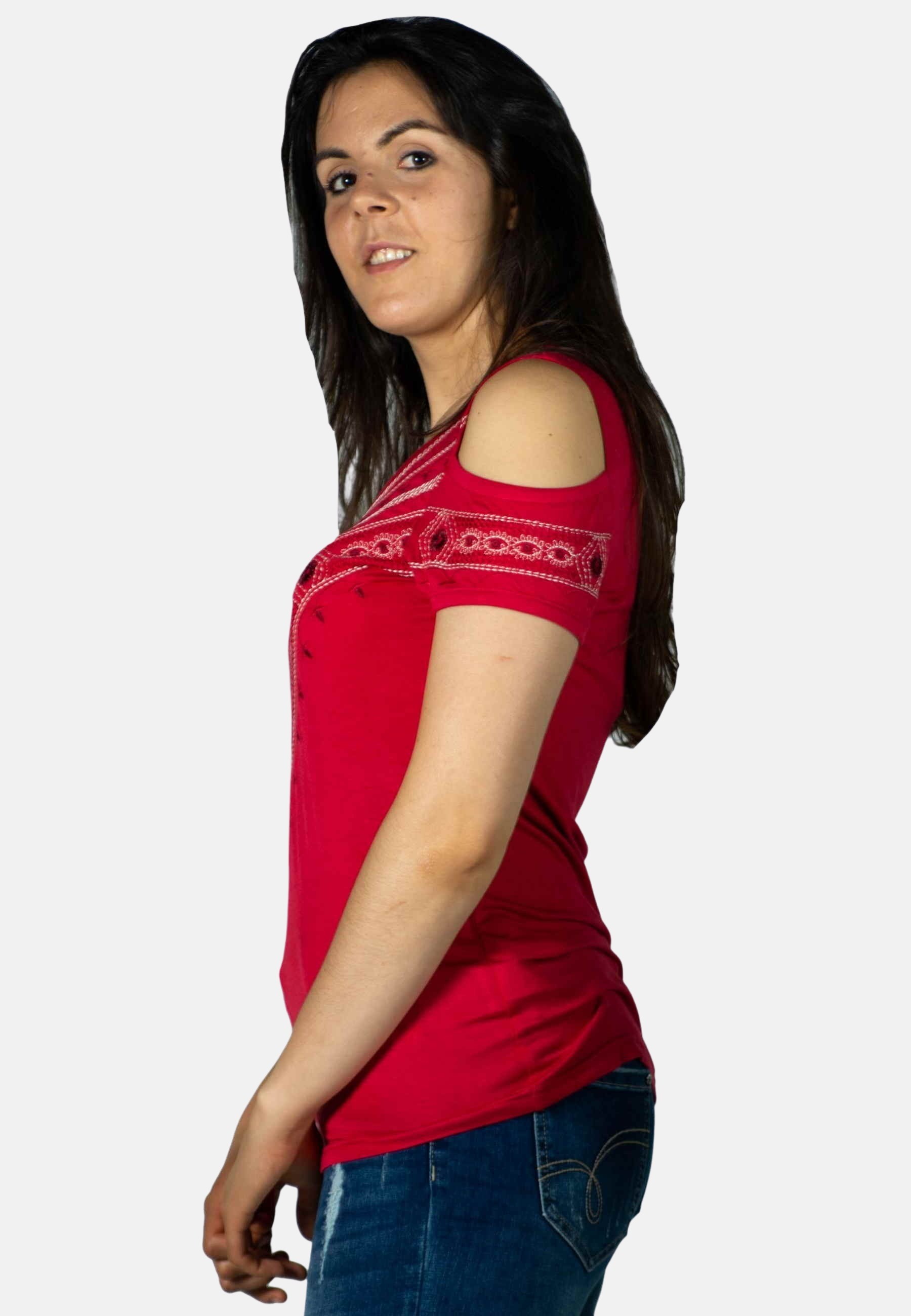 Top de algodón manga corta color rojo | Estilo y comodidad 3