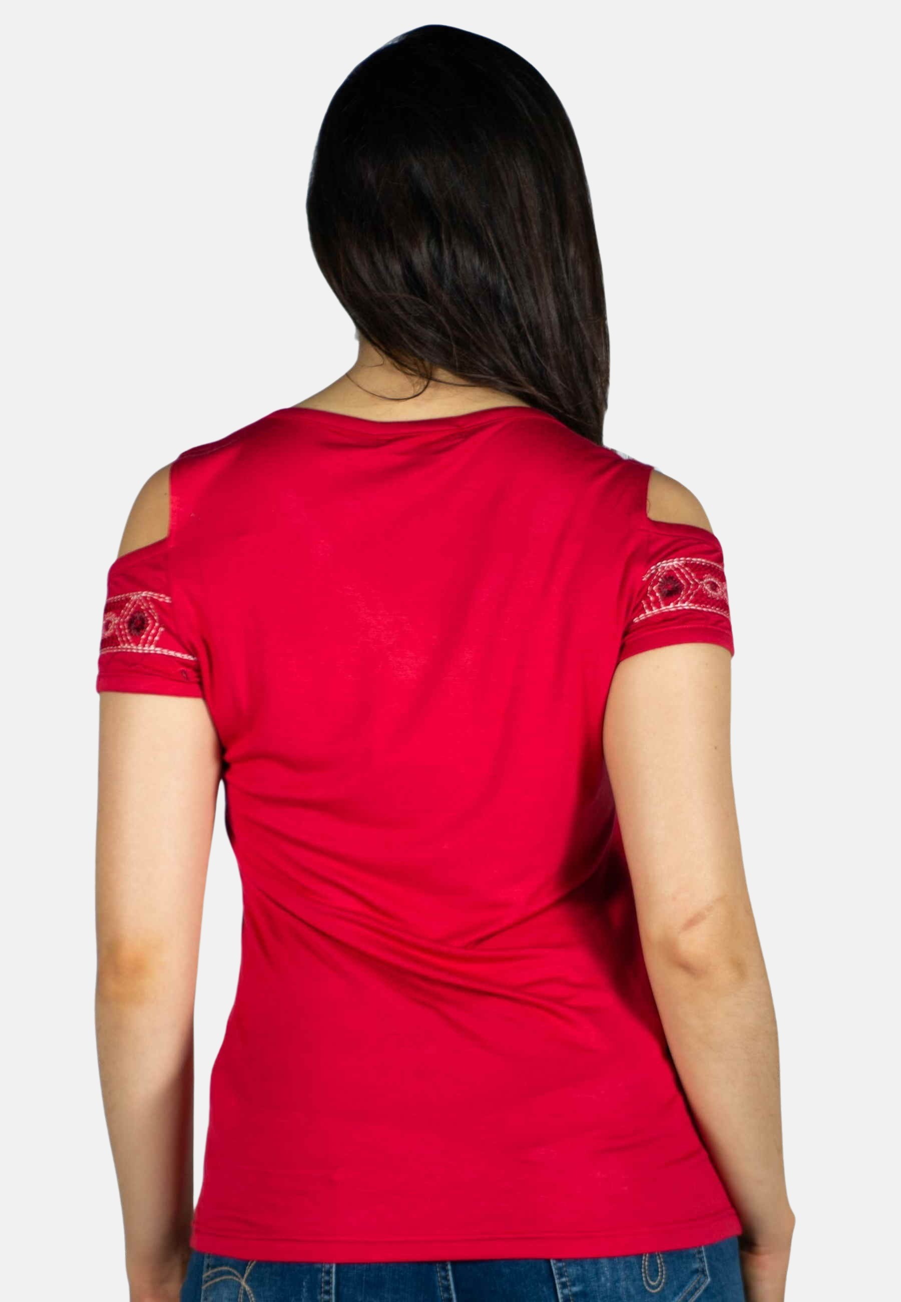 Top de algodón manga corta color rojo | Estilo y comodidad 1