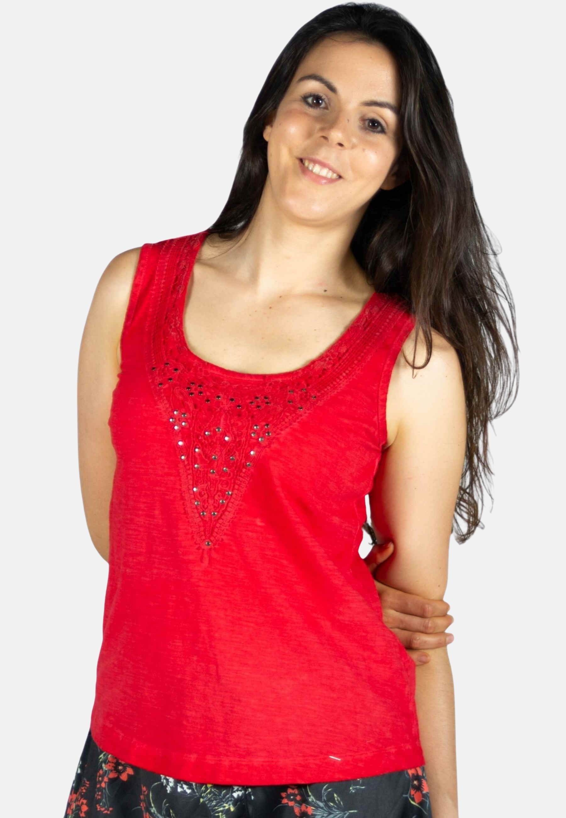 Top tirantes de algodón color rojo para mujer | Moda Actual