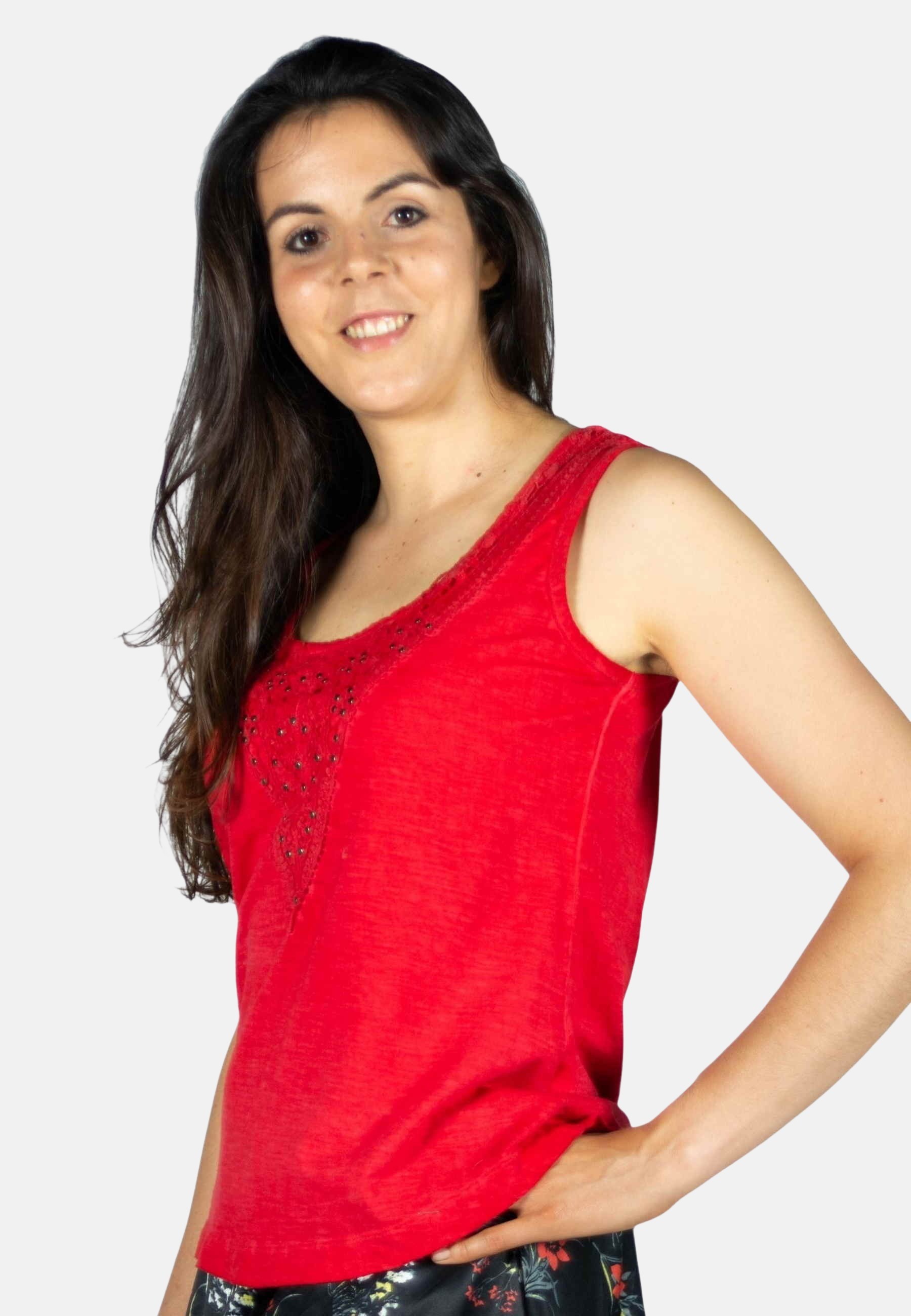Top tirantes de algodón color rojo para mujer | Moda Actual