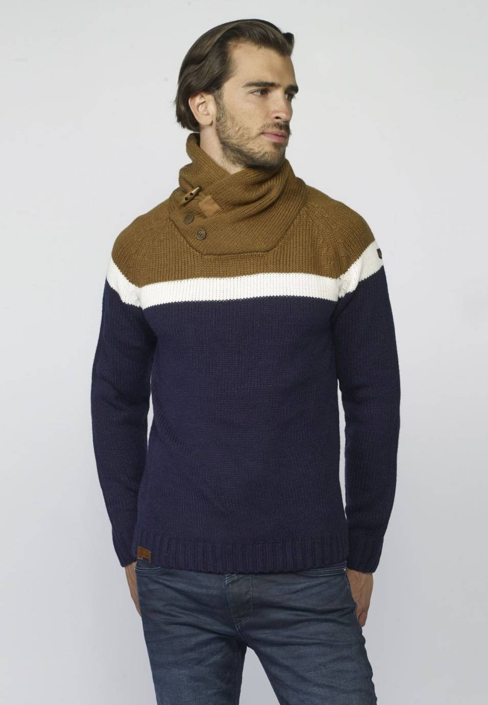 Cross neck tricolor sweater 6