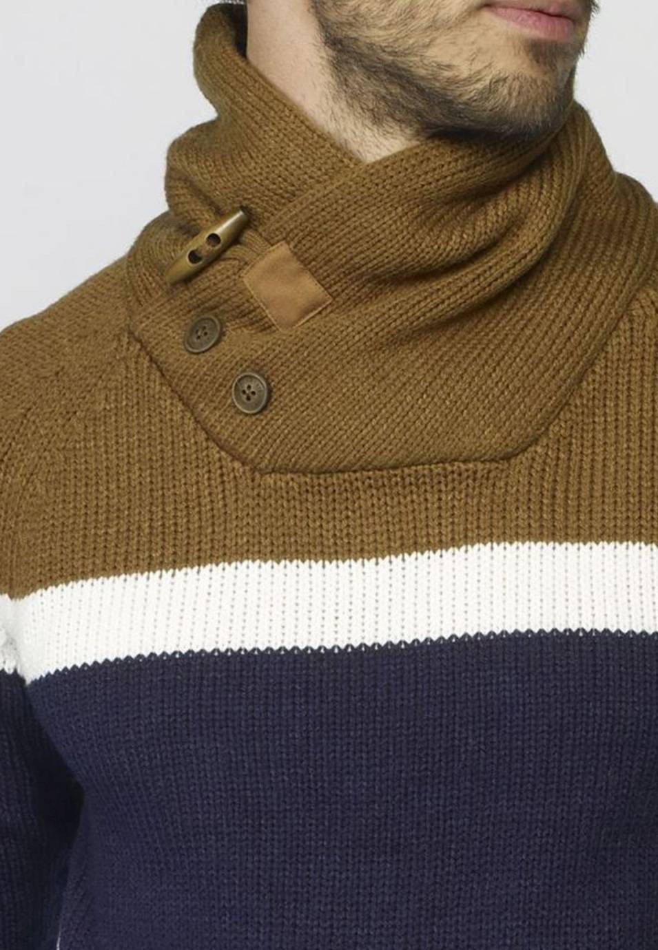 Cross neck tricolor sweater 3