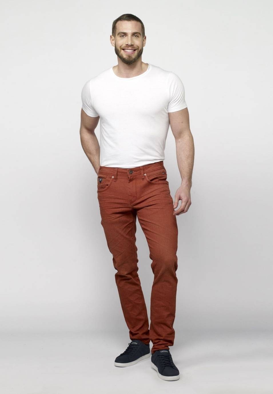 Pantalon jeans color stretch regular