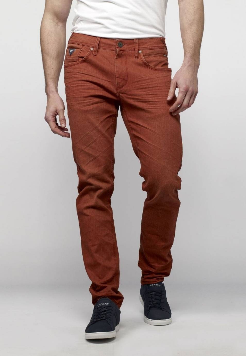 Pantalon jeans color stretch regular 1