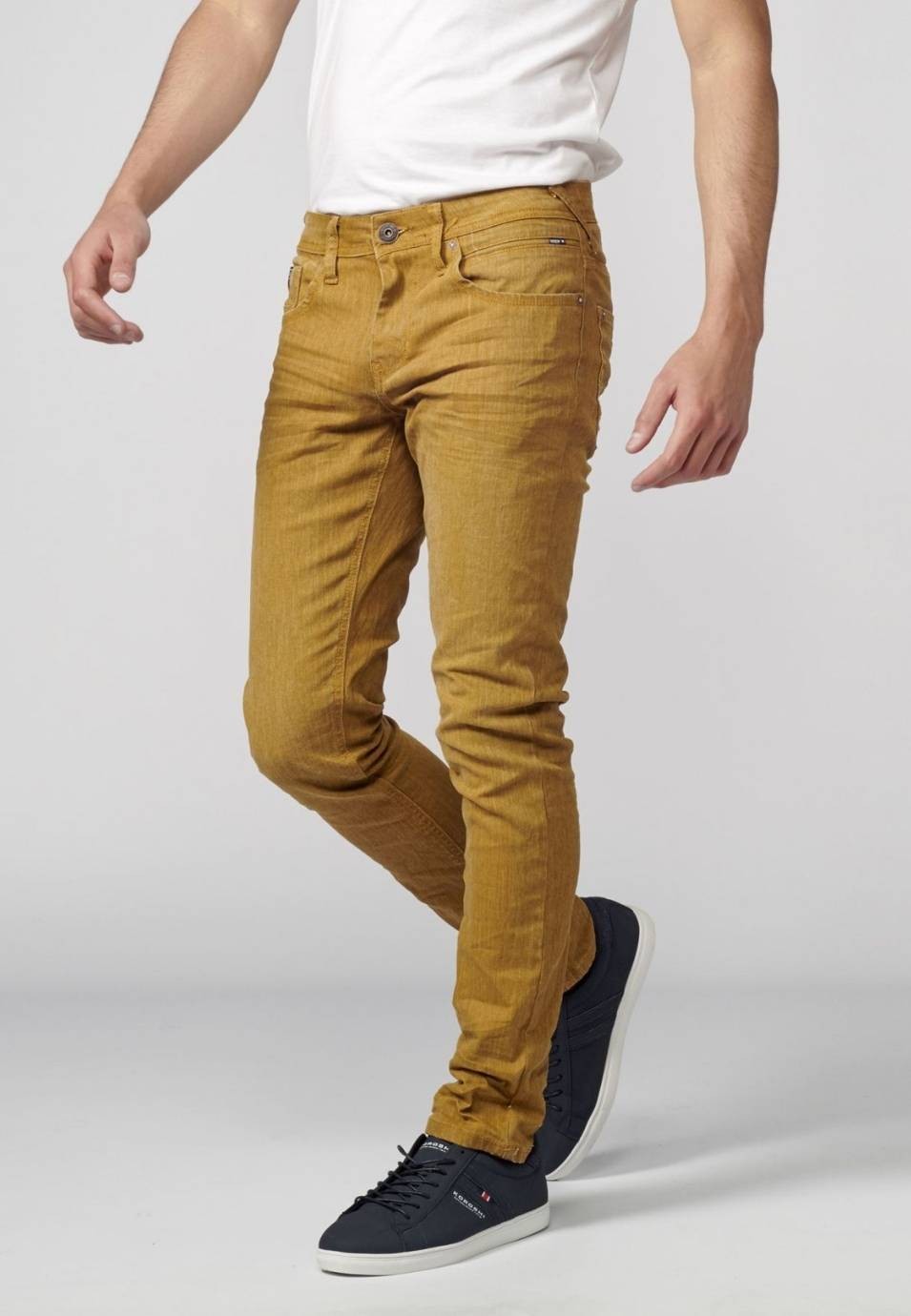 Pantalon largo jeans color stretch regular para hombre algodón con elastano