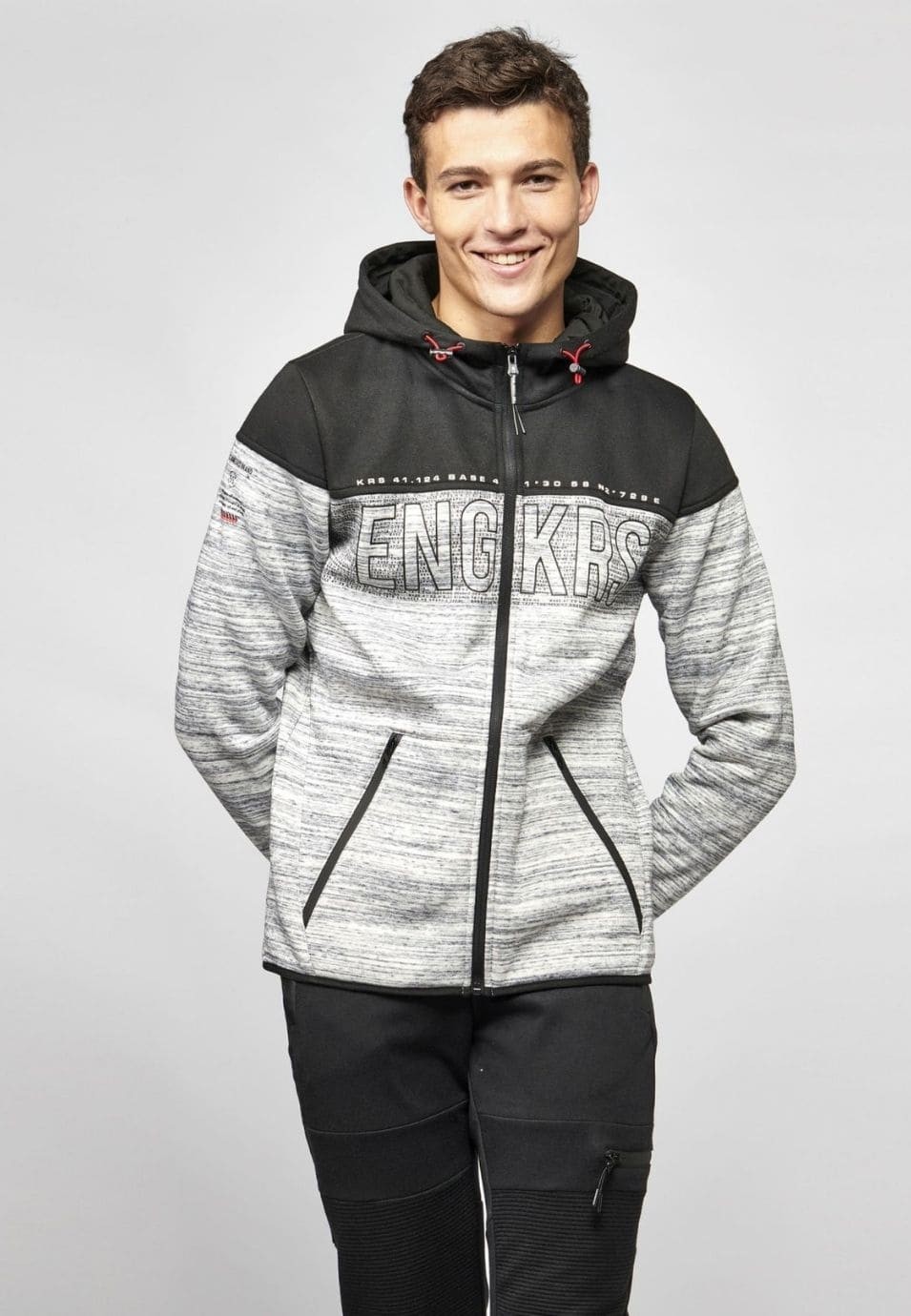 Chaqueta de felpa polar blanca y negra para hombre