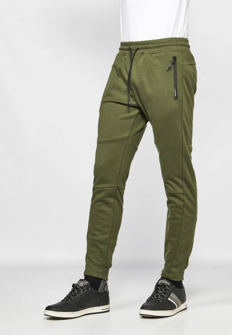 Pantalón largo Deportivo tipo jogger para hombre color verde kaki 2