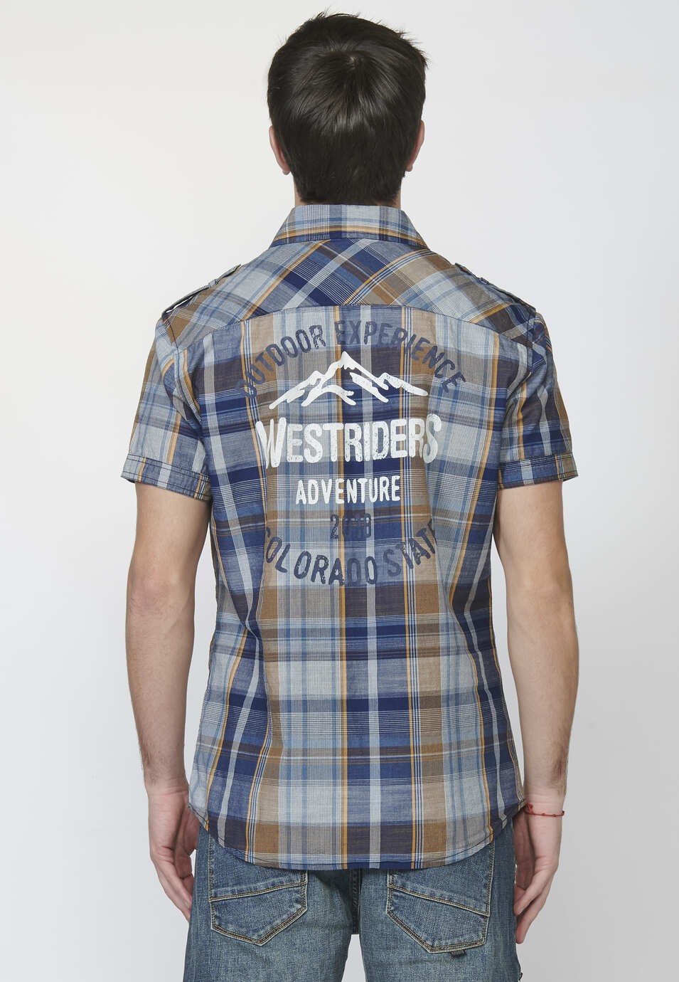 Camisa manga corta denim de cuadros de ambiente denim 100% algodón | Estilo y comodidad 3