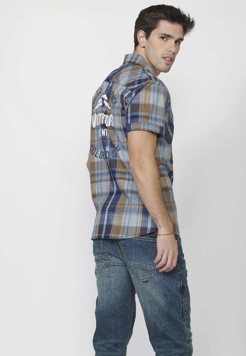 Camisa manga corta denim de cuadros de ambiente denim 100% algodón | Estilo y comodidad 1
